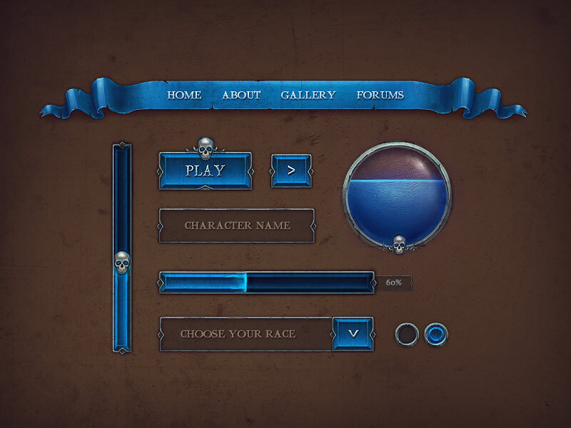 game GUI - game interface - hand painted game GUI interface created in Photoshop