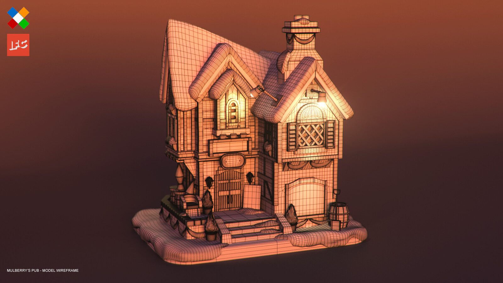 Mulberry's Pub Wireframe Render 