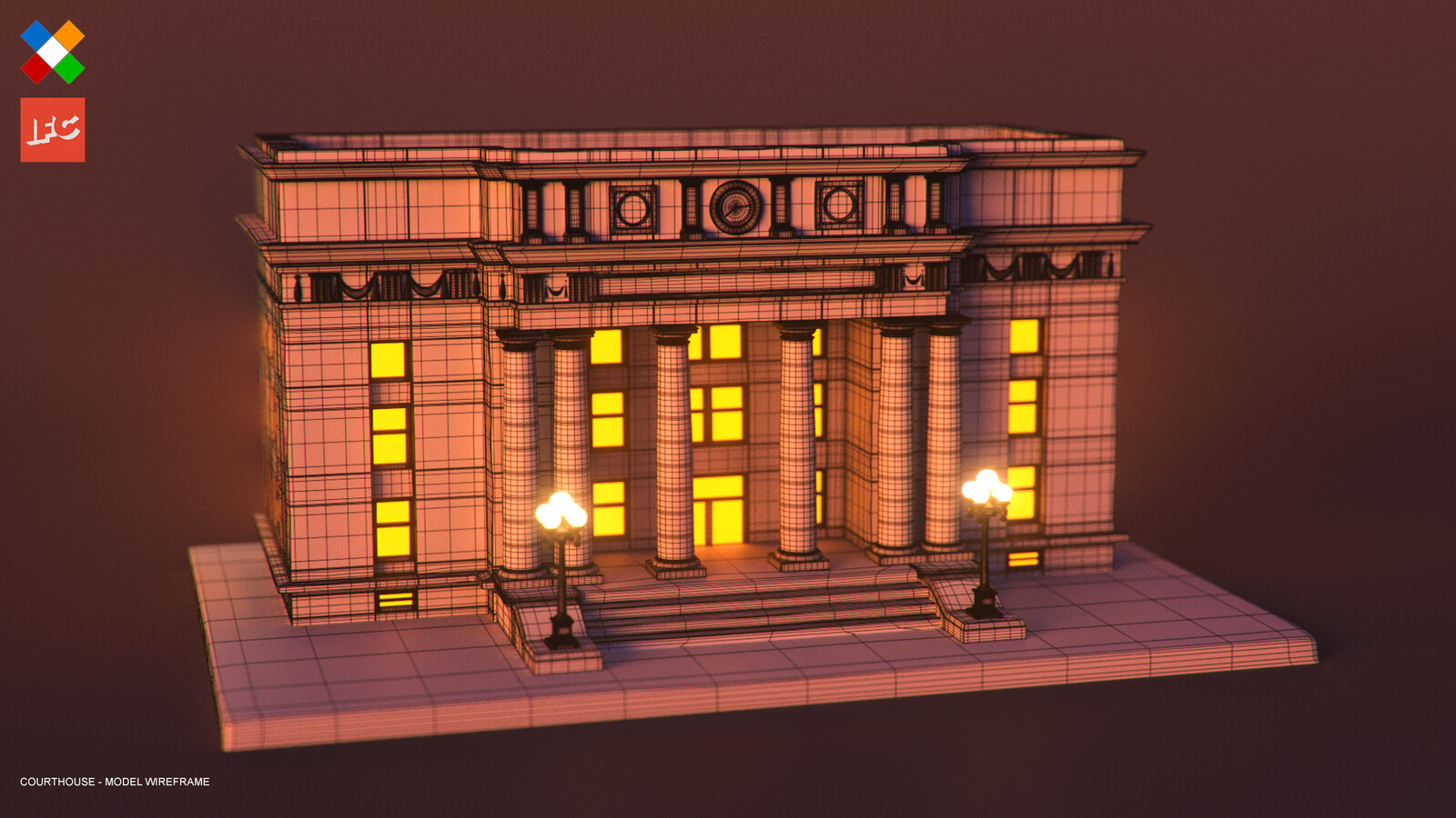 Courthouse Wireframe Render 