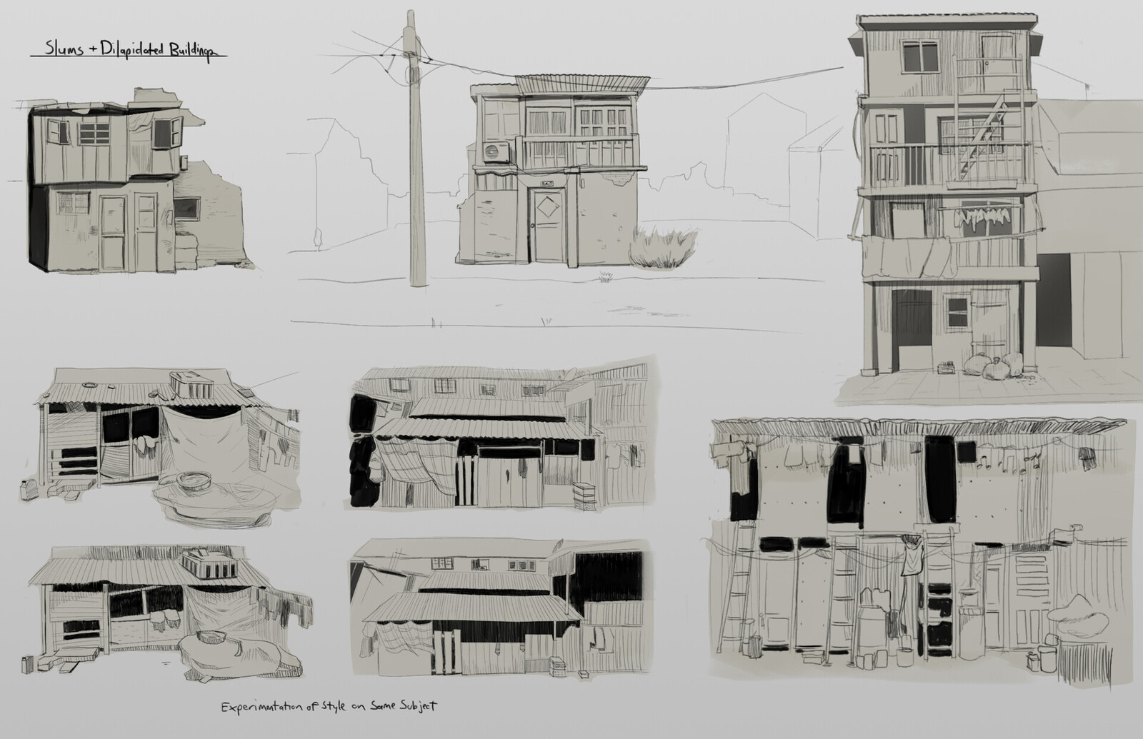Dilapidated slum buildings