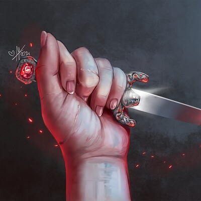 Magical kaleidoscope hand and dagger