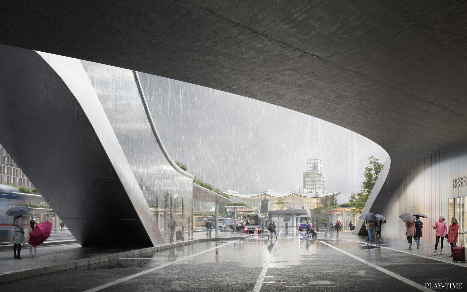 New Västerås Travel Center by BIG Bjarke Ingels Group. Image by Play-time