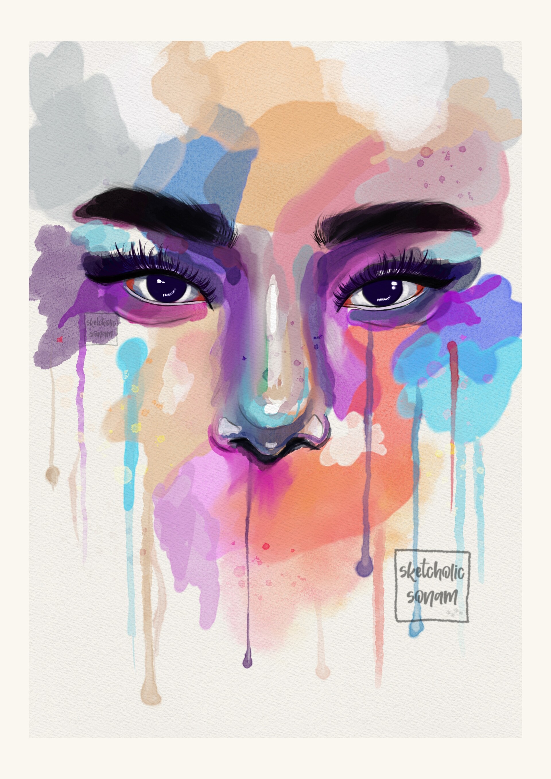 ArtStation digital watercolor portrait