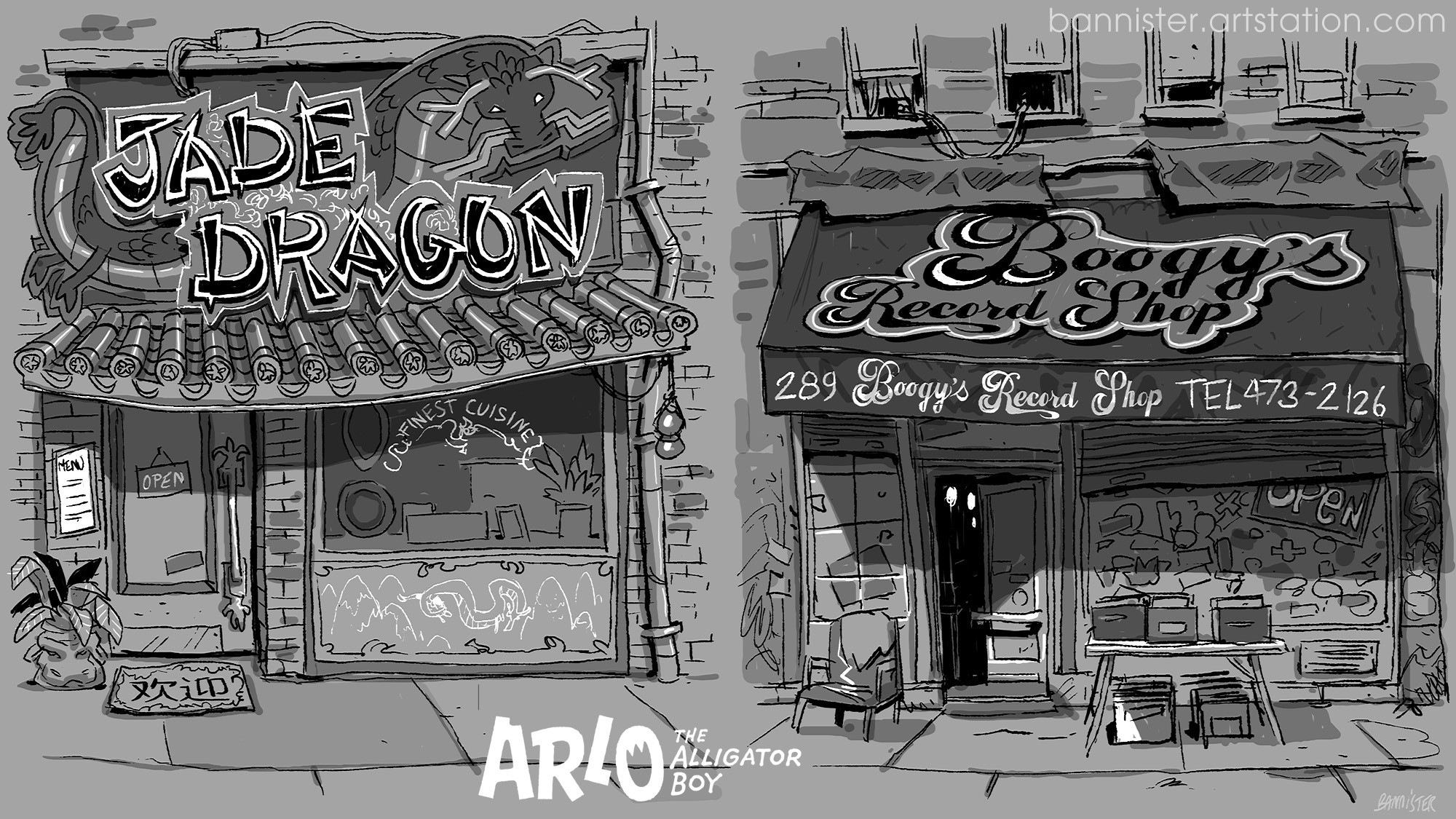 NYC '70s storefront series I've asked to do by the artistic director.
Sarting with the best Chinese restaurant in Chinatown, and a vintage music storefront.