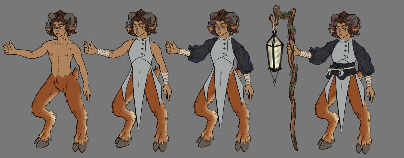 Design sheet for my partner's Dungeons and Dragons character, Ezra.