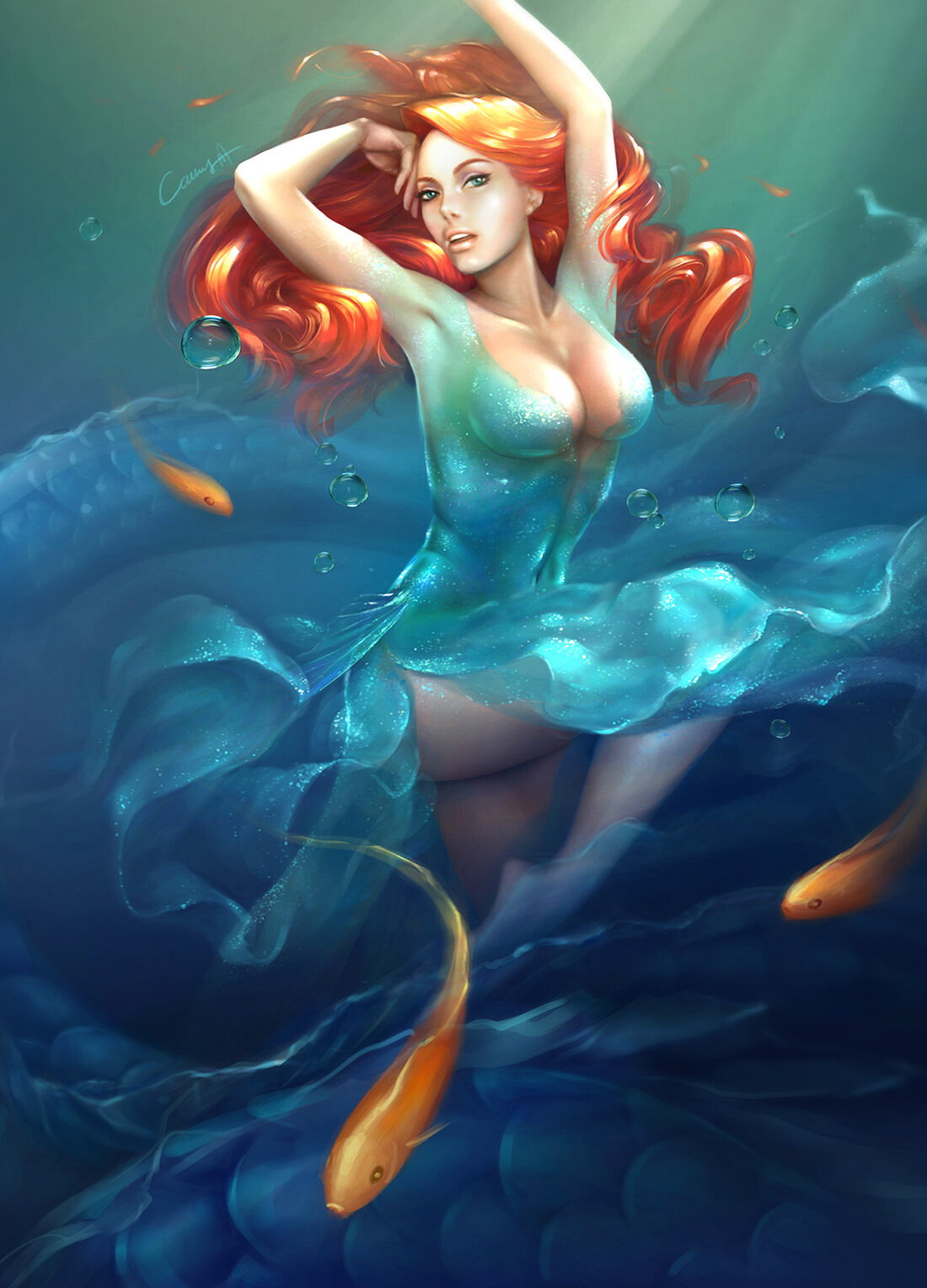 Cathy Zhou - Fan Art of Ariel - The Little Mermaid.
