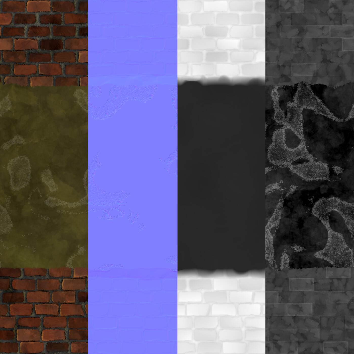 Basecolor, Normal, Height, Roughness