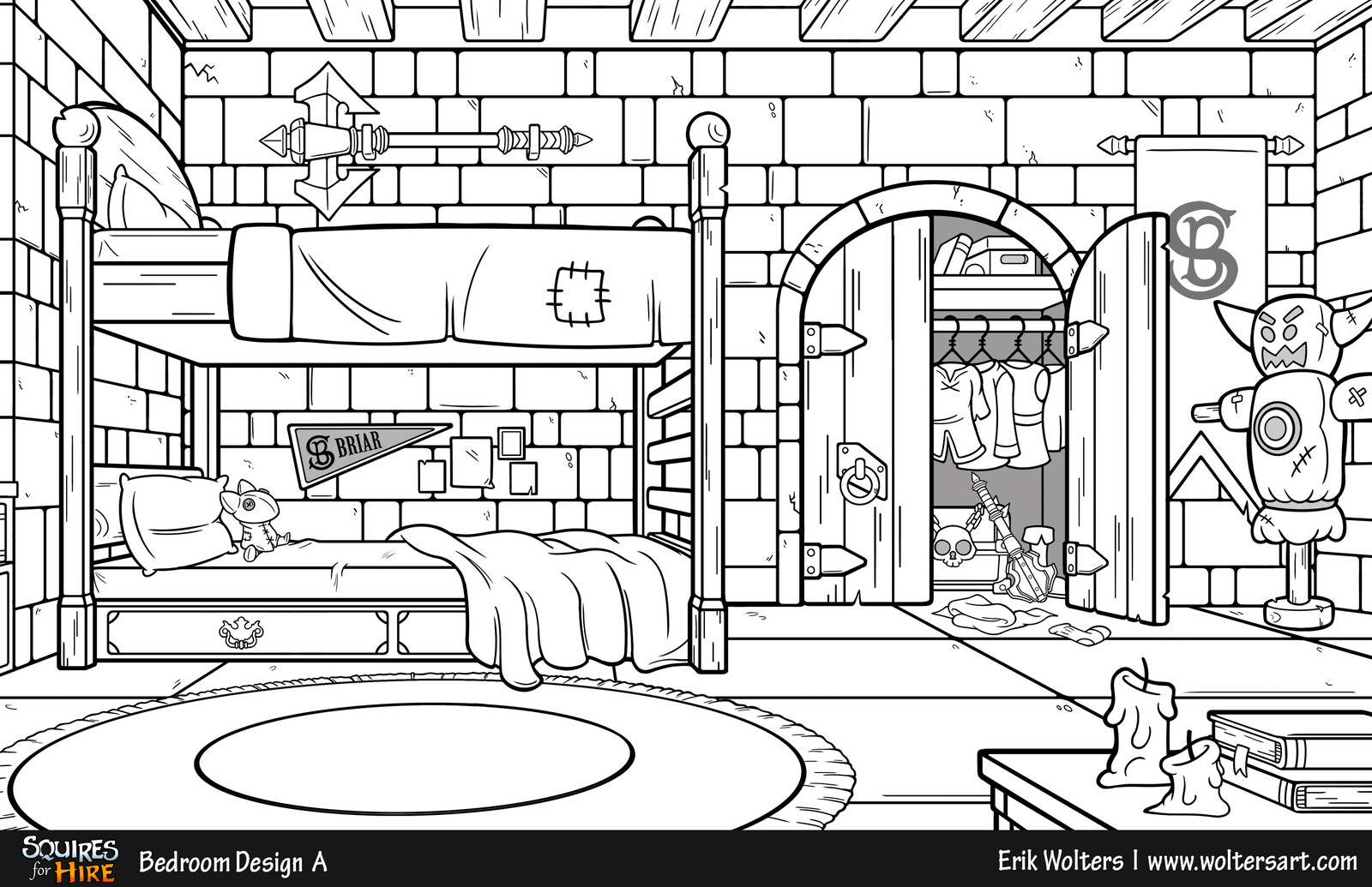 Squires for Hire Bedroom Background Design