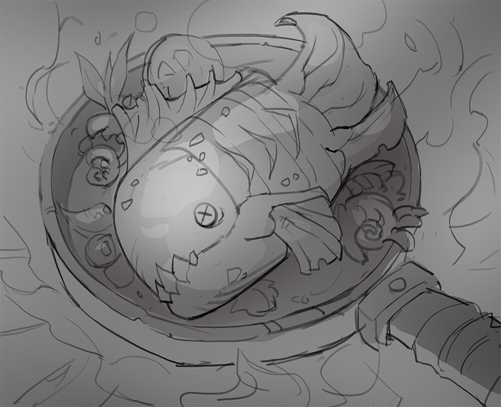 original sketch, before the brief mentioned it's the one and only deviate fish