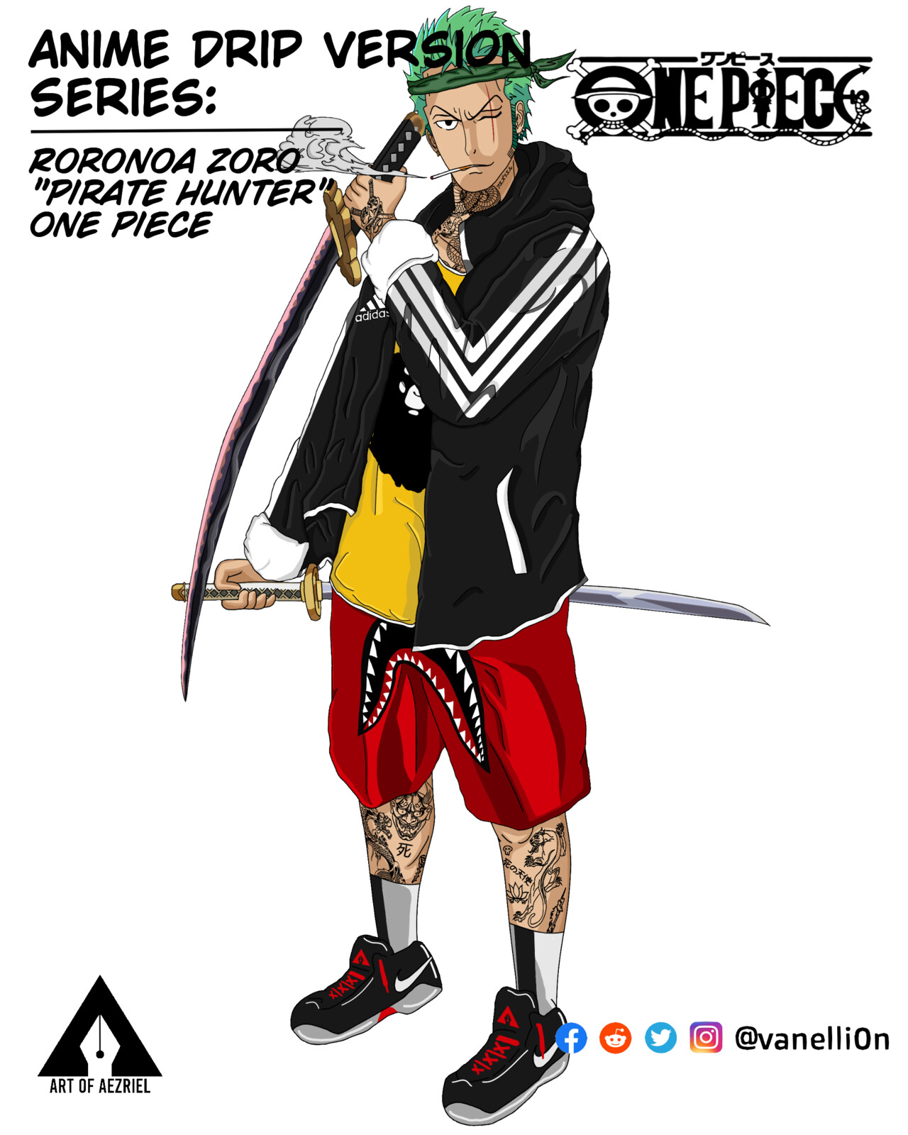 Artstation Anime Drip Version Series Zoro From One Piece Aezriel