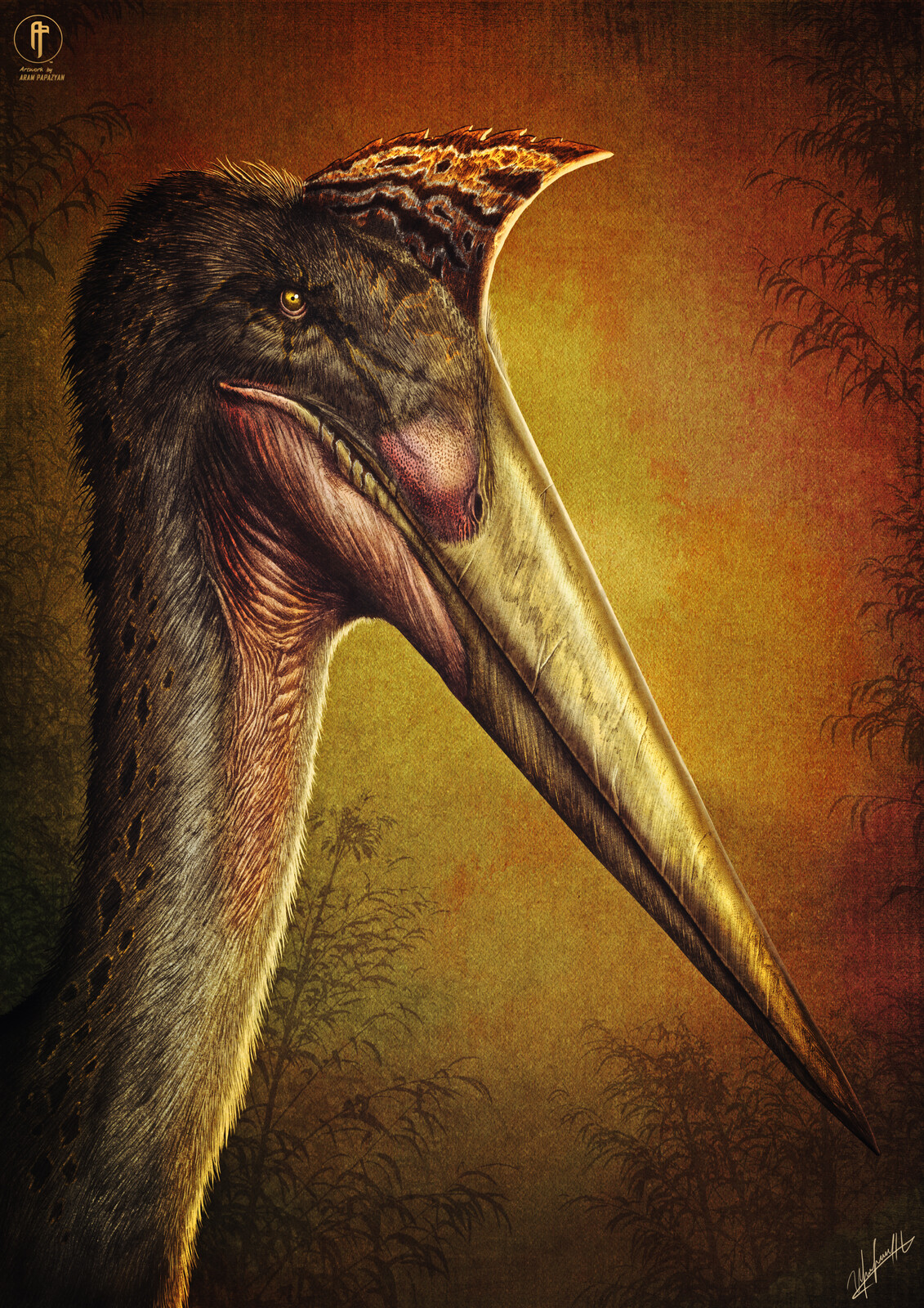 Quetzalcoatlus portrait for the upcoming novel ''Escape from the Cretaceous''.