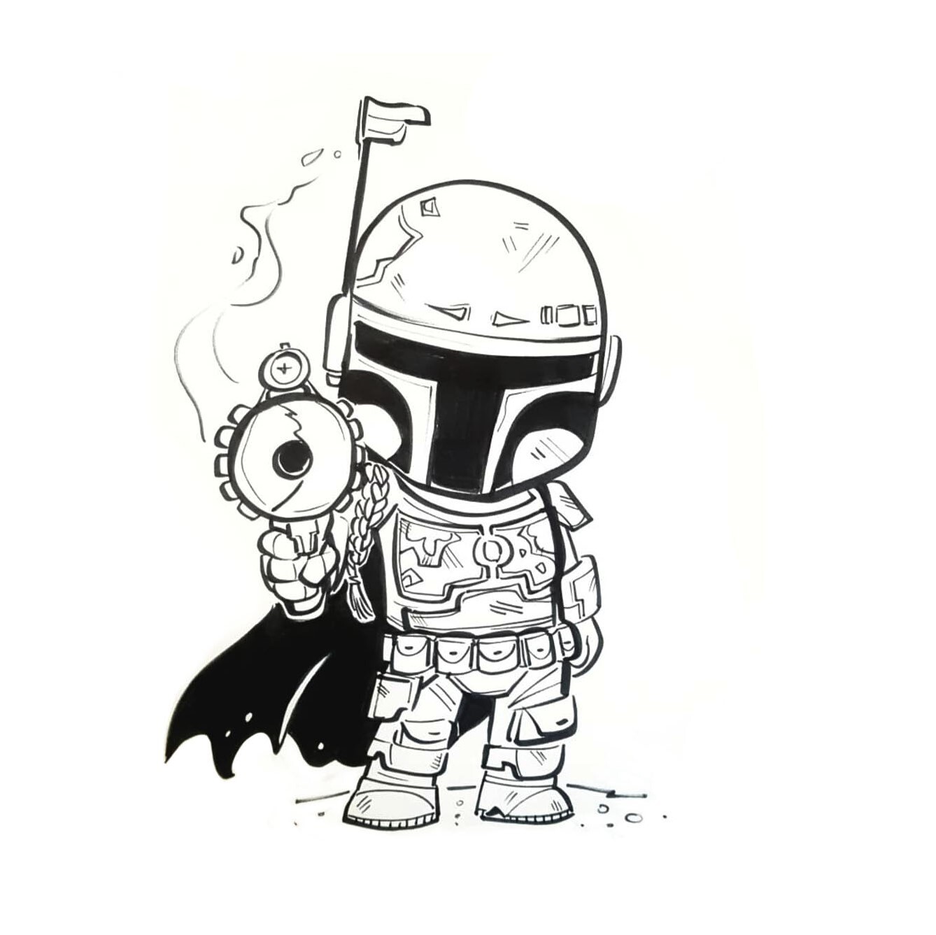 Boba fett black and white store