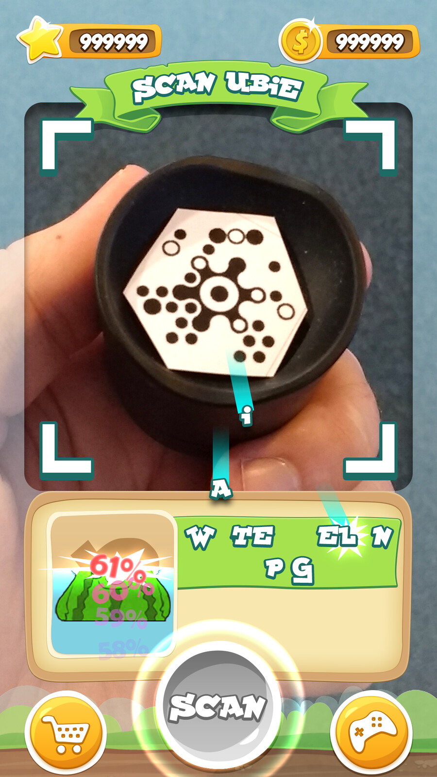 The screen where the player scans the QR code to reveal their new object or character.