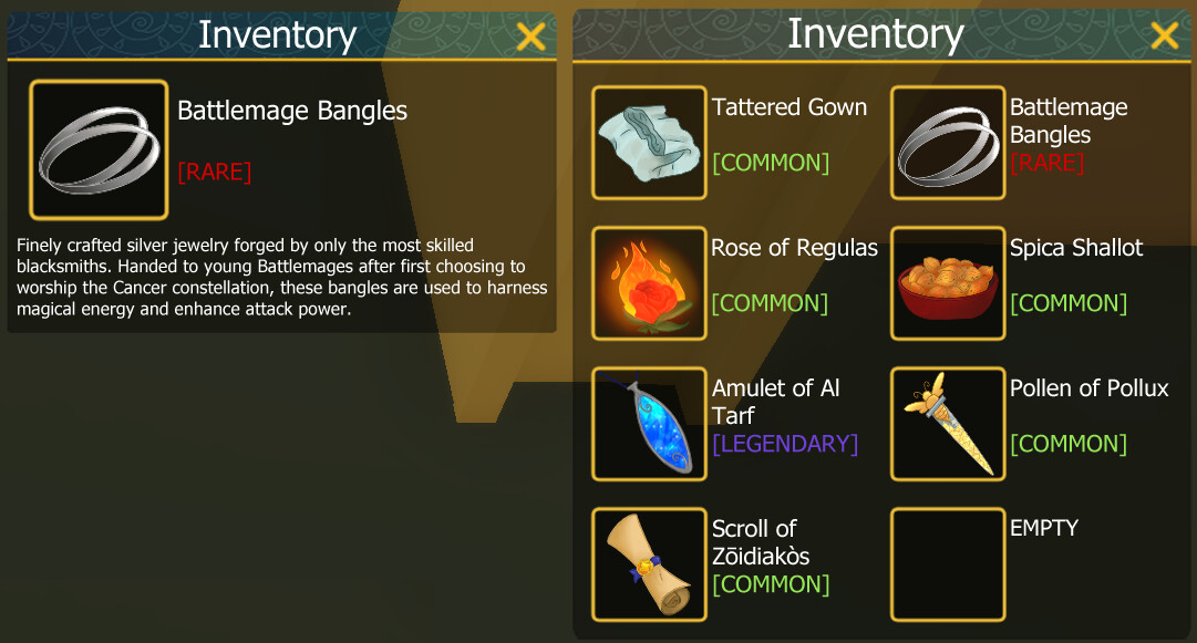 Battlemage Bangles Item with description written by myself, as it would appear in game.