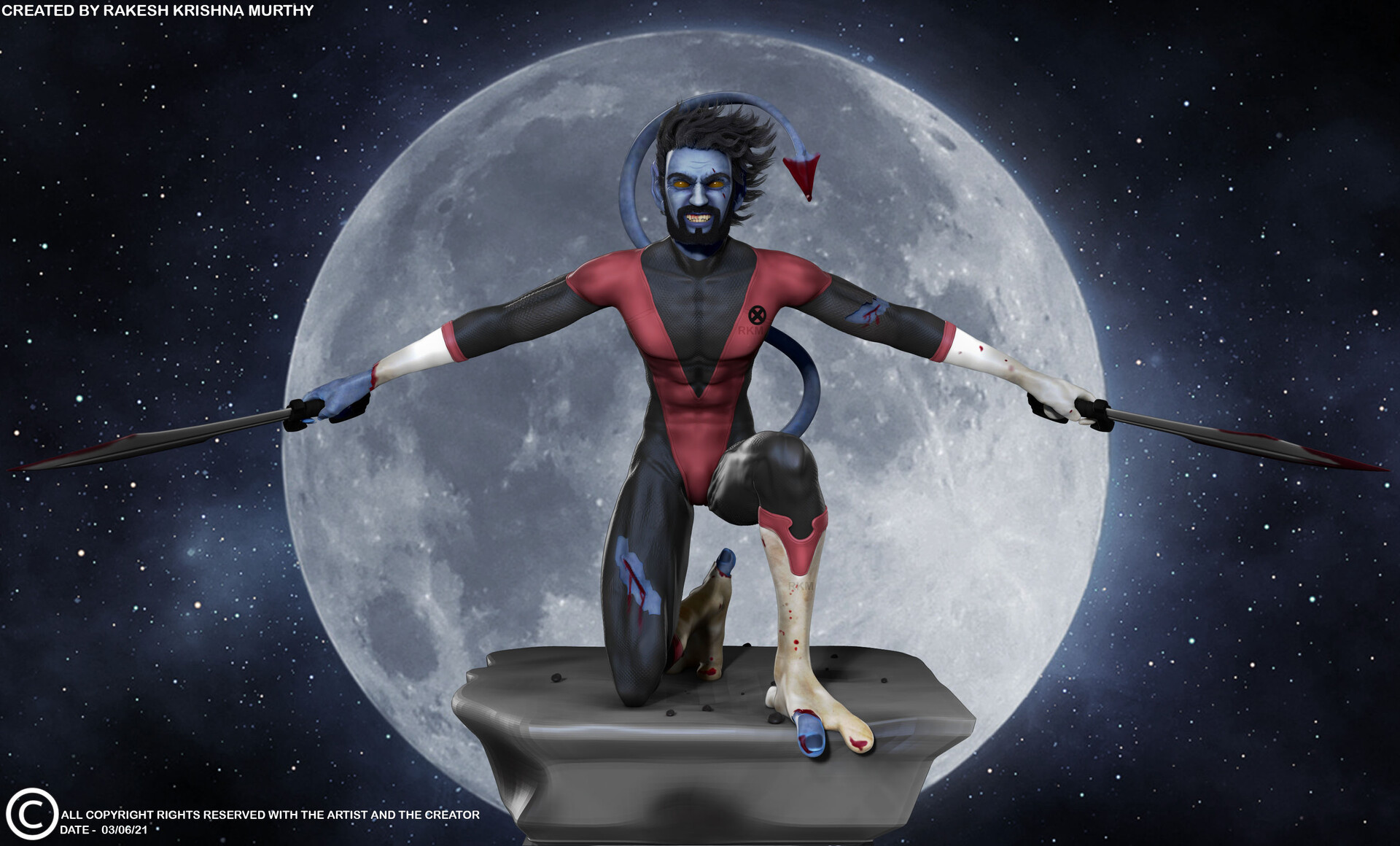 Rakesh Krishna Murthy - 3D Kurt Wrangler AKA 3D NightCrawler from X-MEN ...