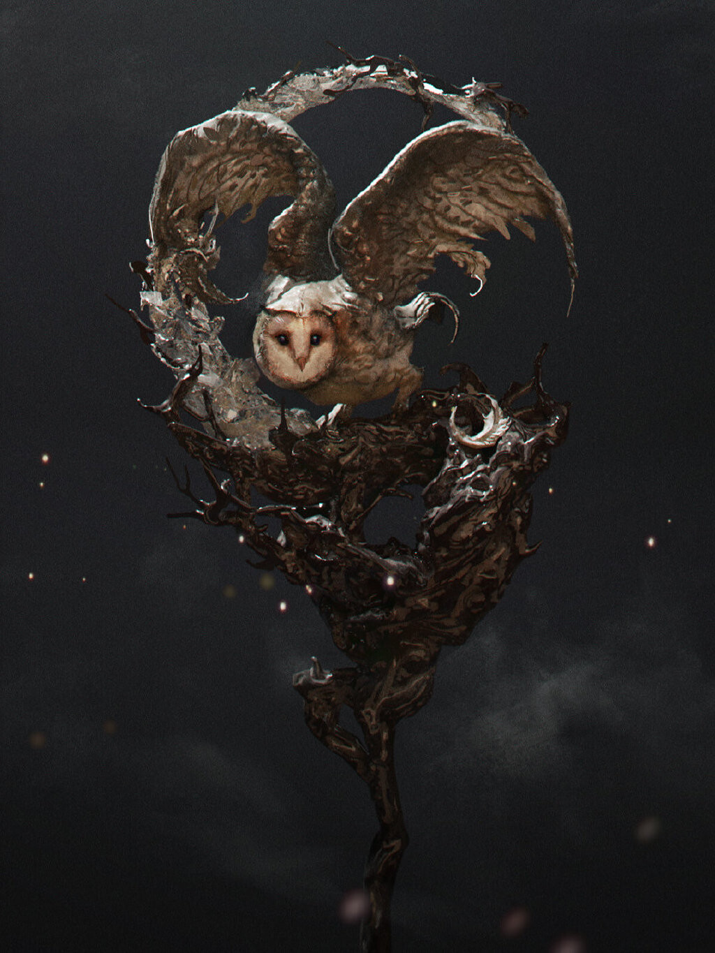 Entei Ryu - Owl brooch sculpt