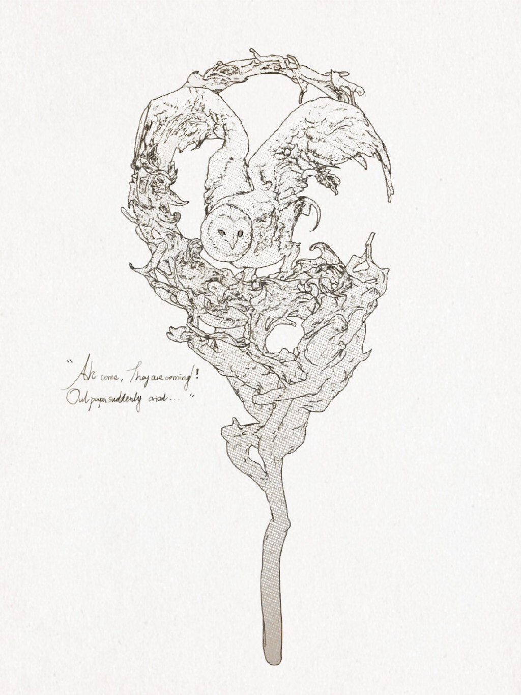 Entei Ryu - Owl brooch sculpt