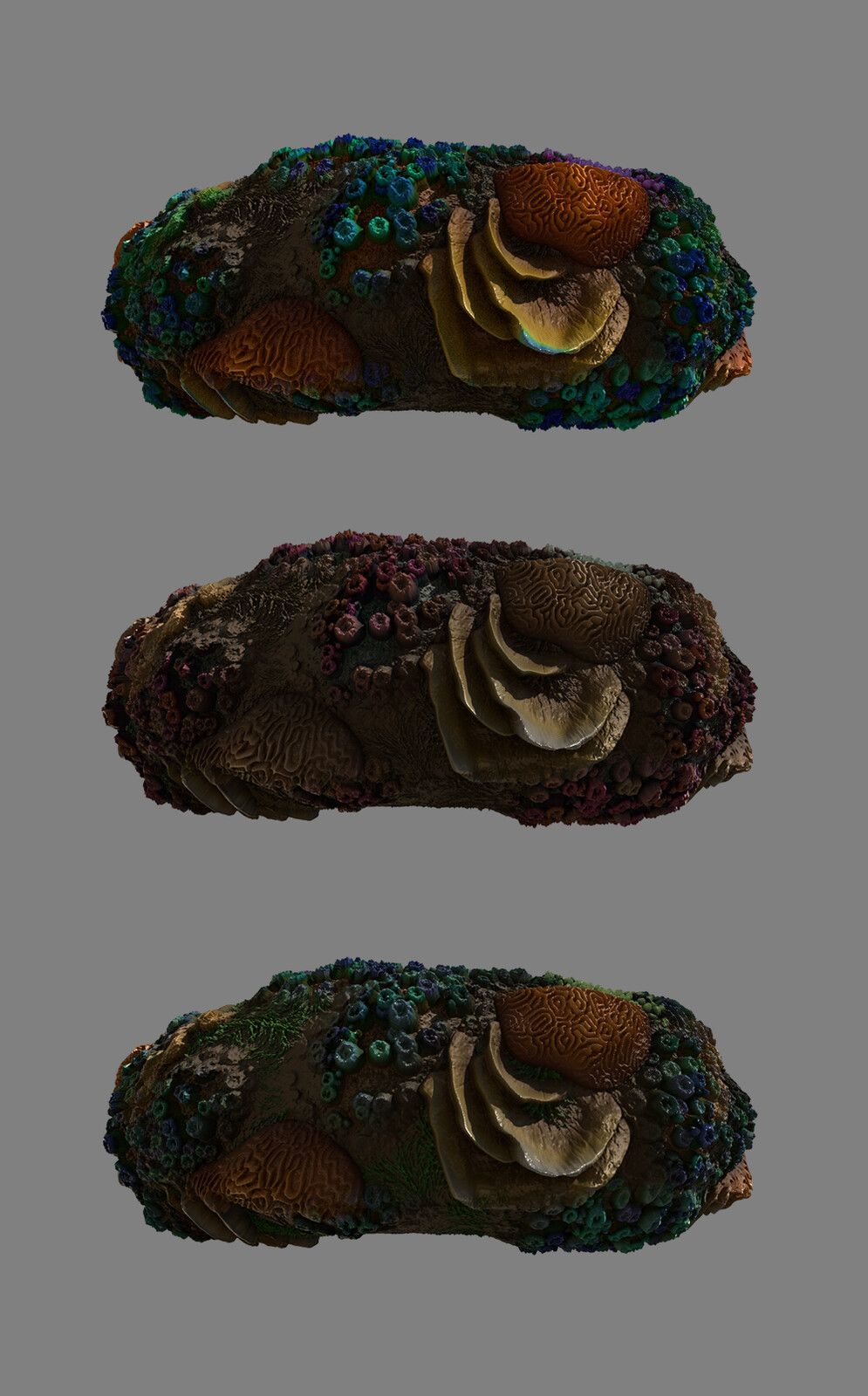 Different color settings, material on basic torus shape.