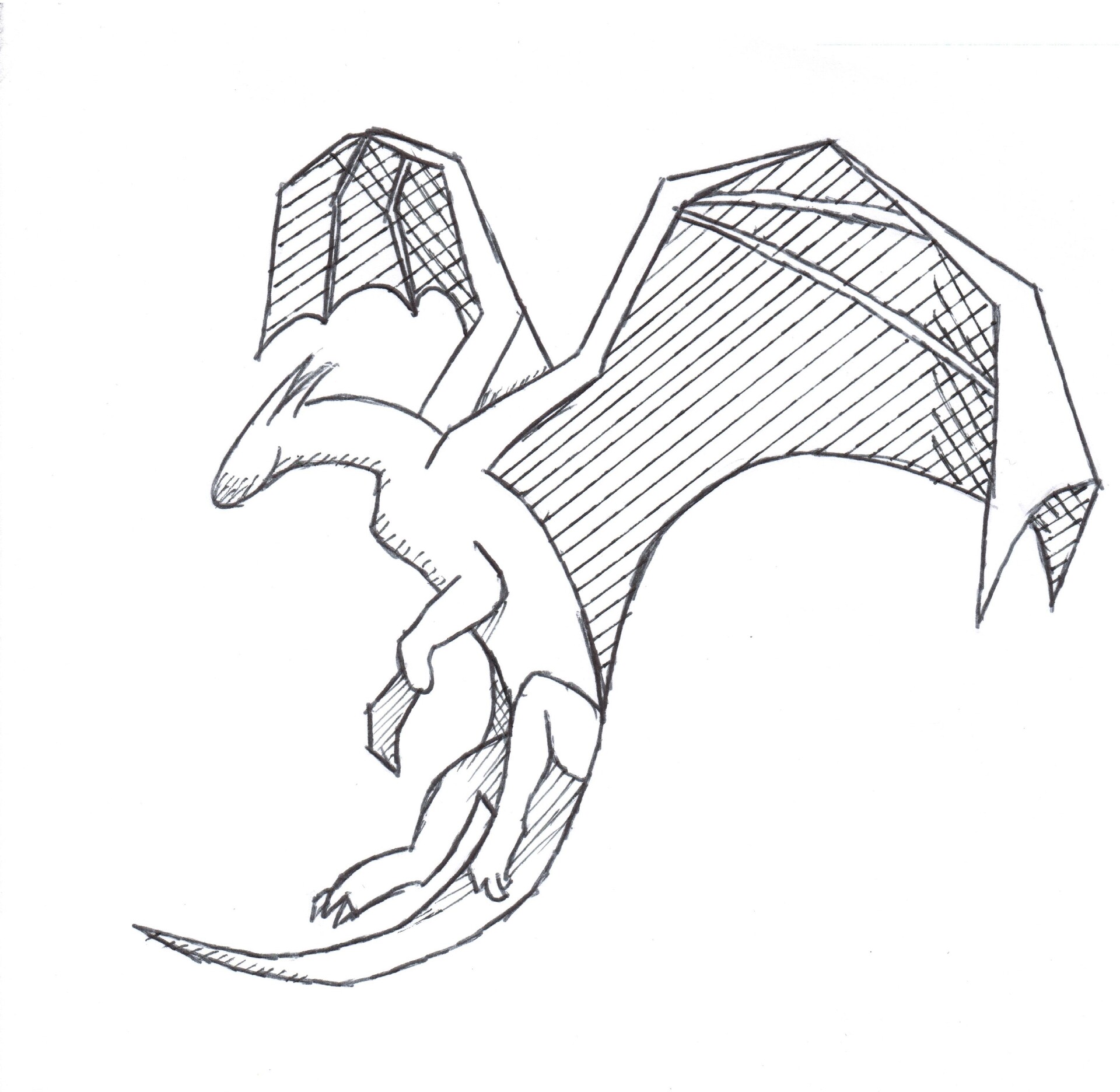 simple flying dragon sketch