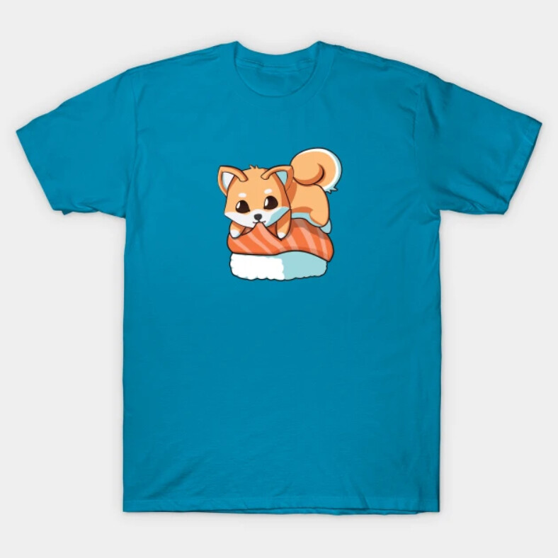 You can find the prints on teepublic. https://www.teepublic.com/t-shirt/22379403-shiba-salmon-sushi-t-shirt?store_id=125261