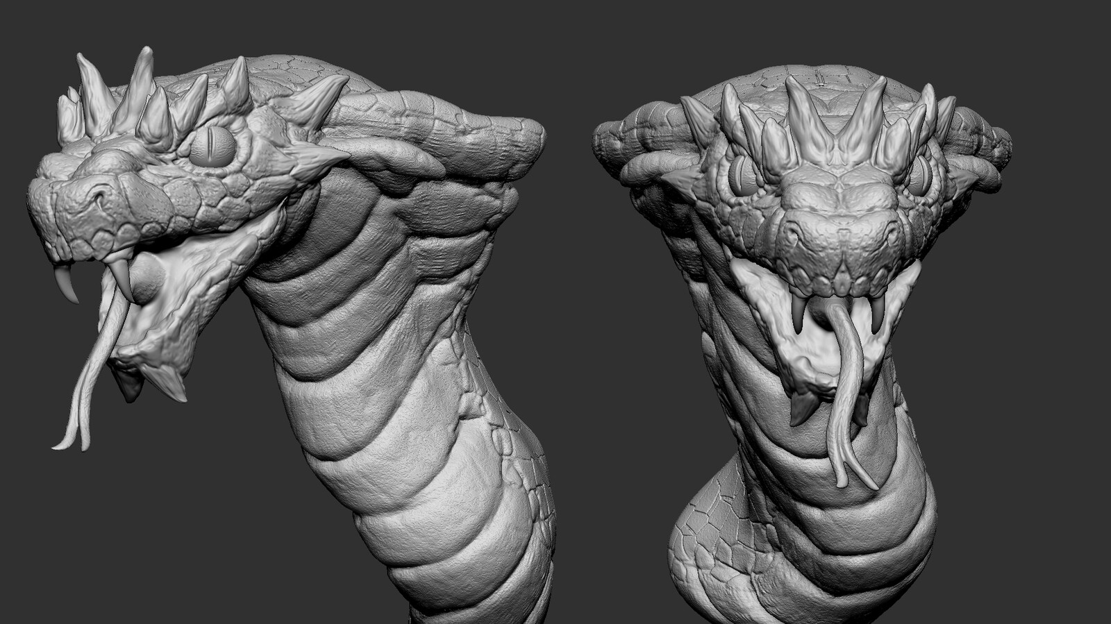 3D model of the giant serpent I designed and sculpted in Zbrush