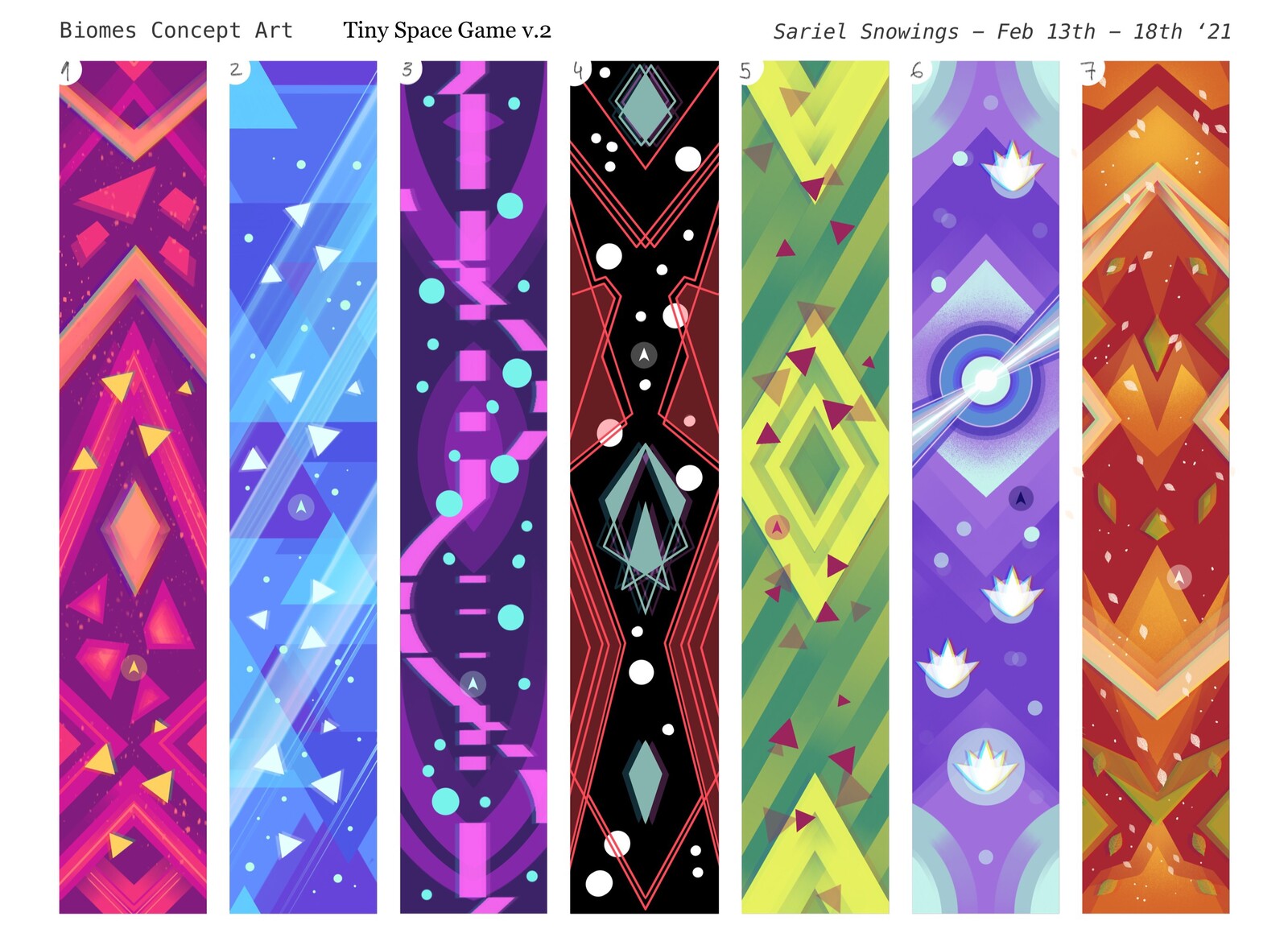 Concept art for the different levels ("Biomes").
