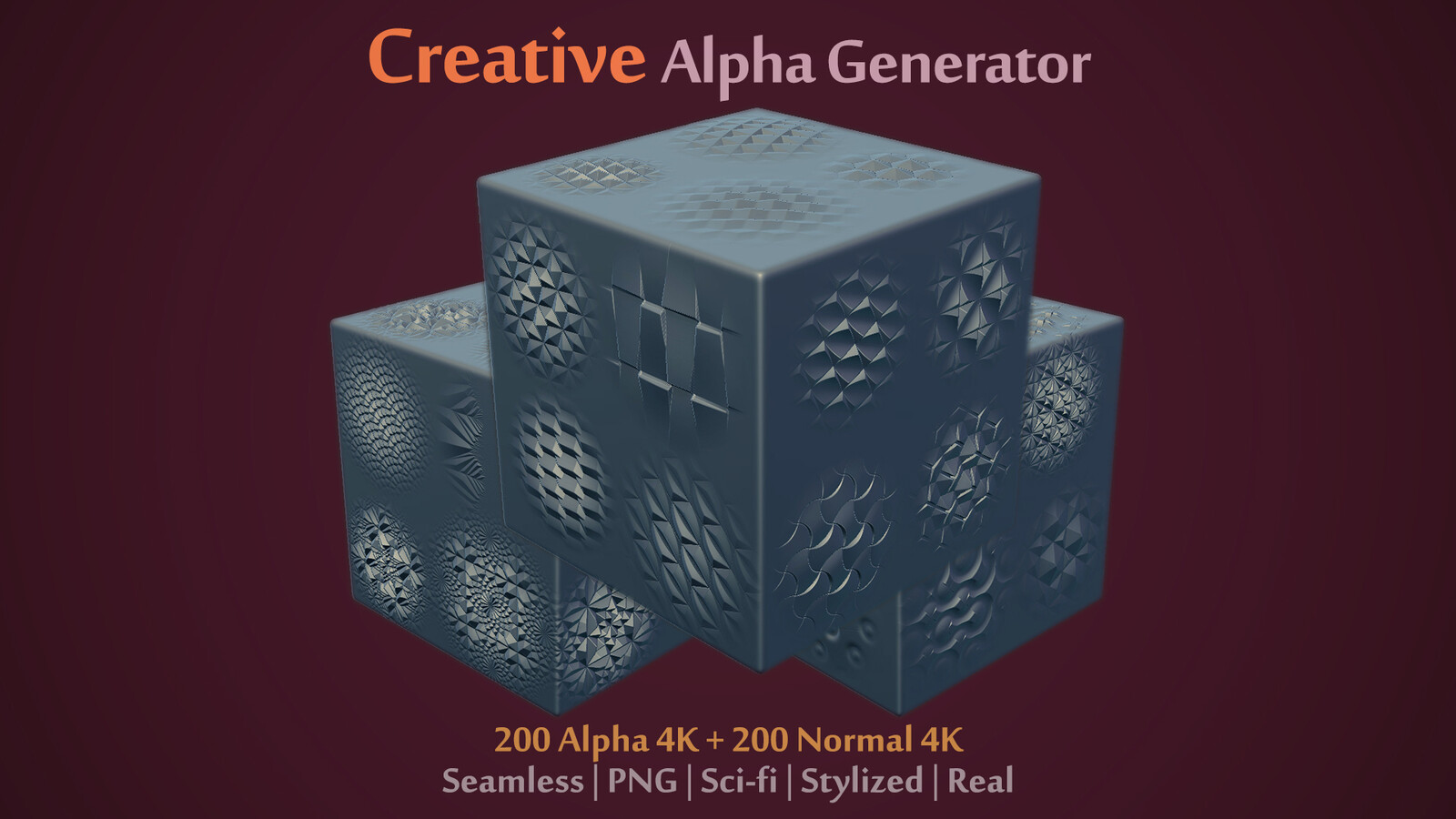 Seamless Ornaments Generator for Brush on Scifi / Stylized / Real (Zbrush, Blender, Painter)
