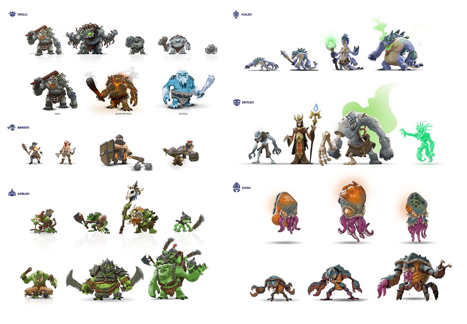 A selection of enemy design