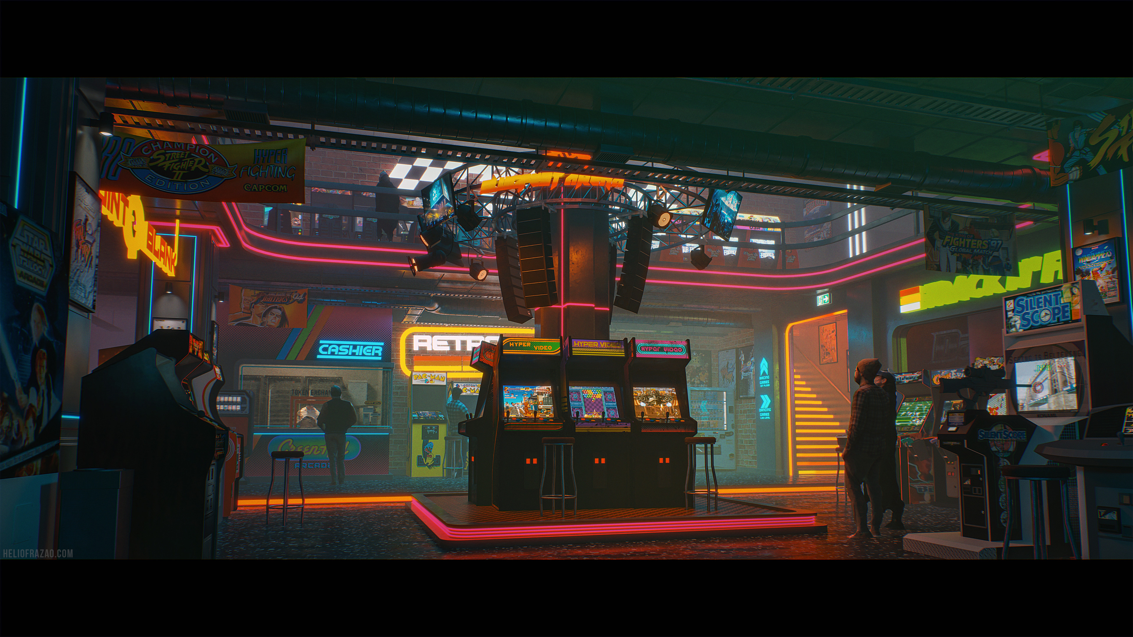 Fully functional on it's glory days. Characters stand-ins are from the amazing Ian Hubert.