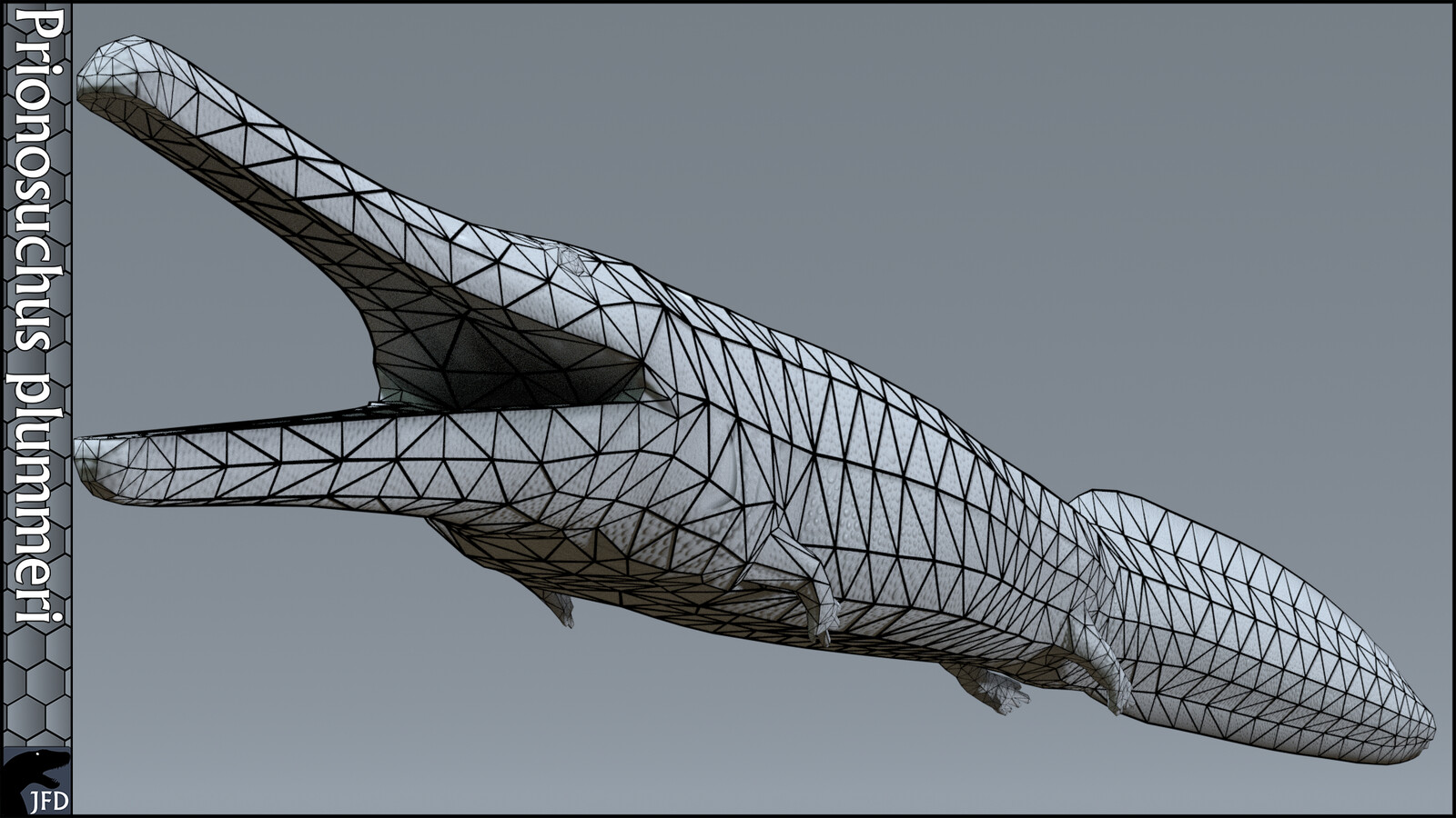 Prionosuchus plummeri wireframe and normal map.