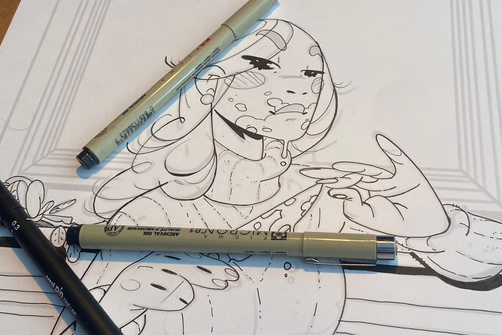 Countess, lines done with ink 
