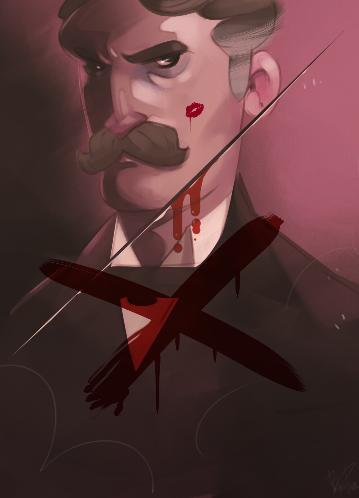 Portrait done more painterly, with the help of Kyle Websters paint brushes 
