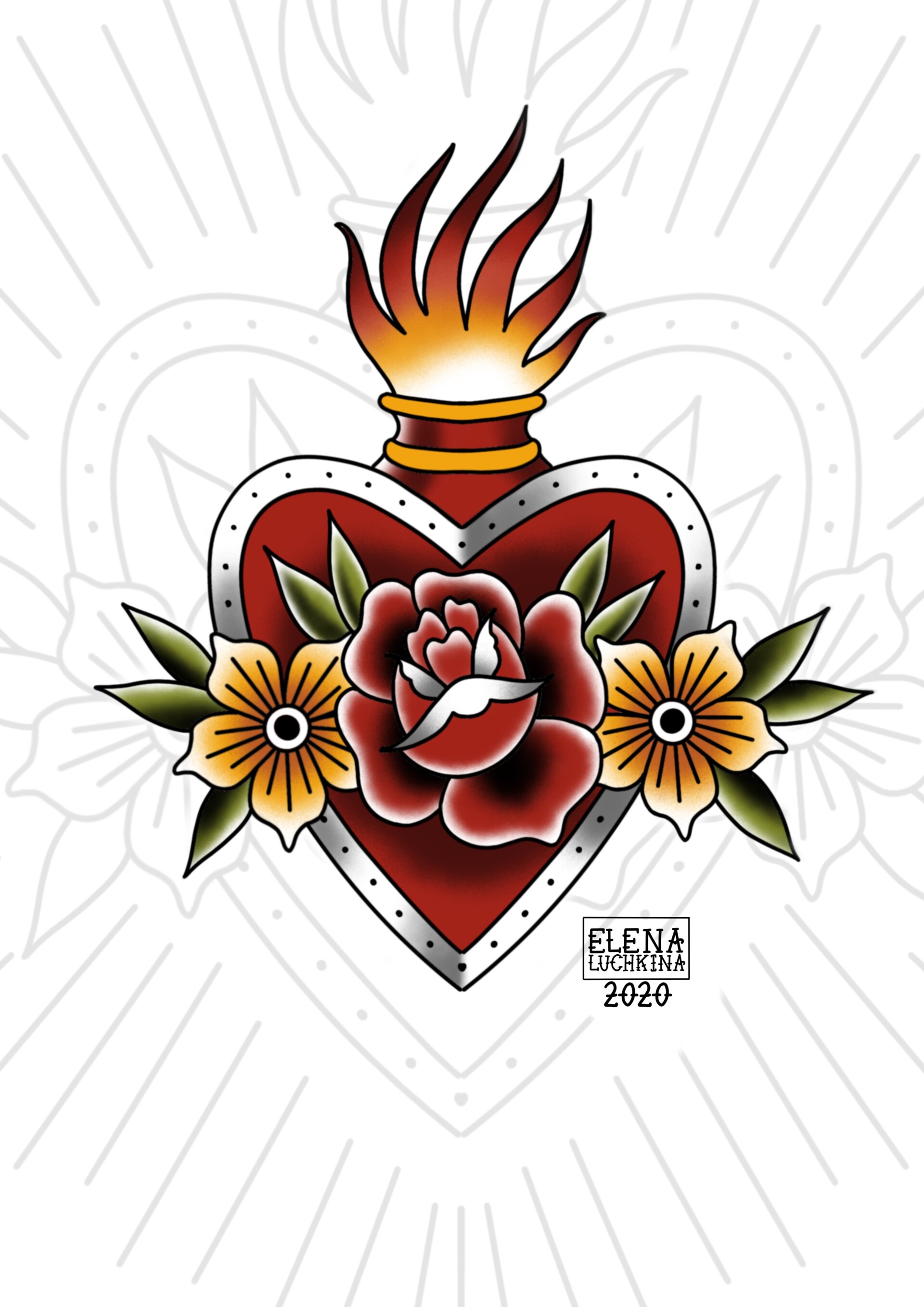 ArtStation - Old School sacred heart tattoo design