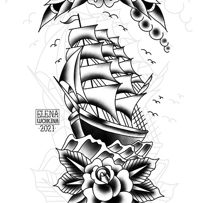 Traditional Ship Tattoo Stickers for Sale | Redbubble