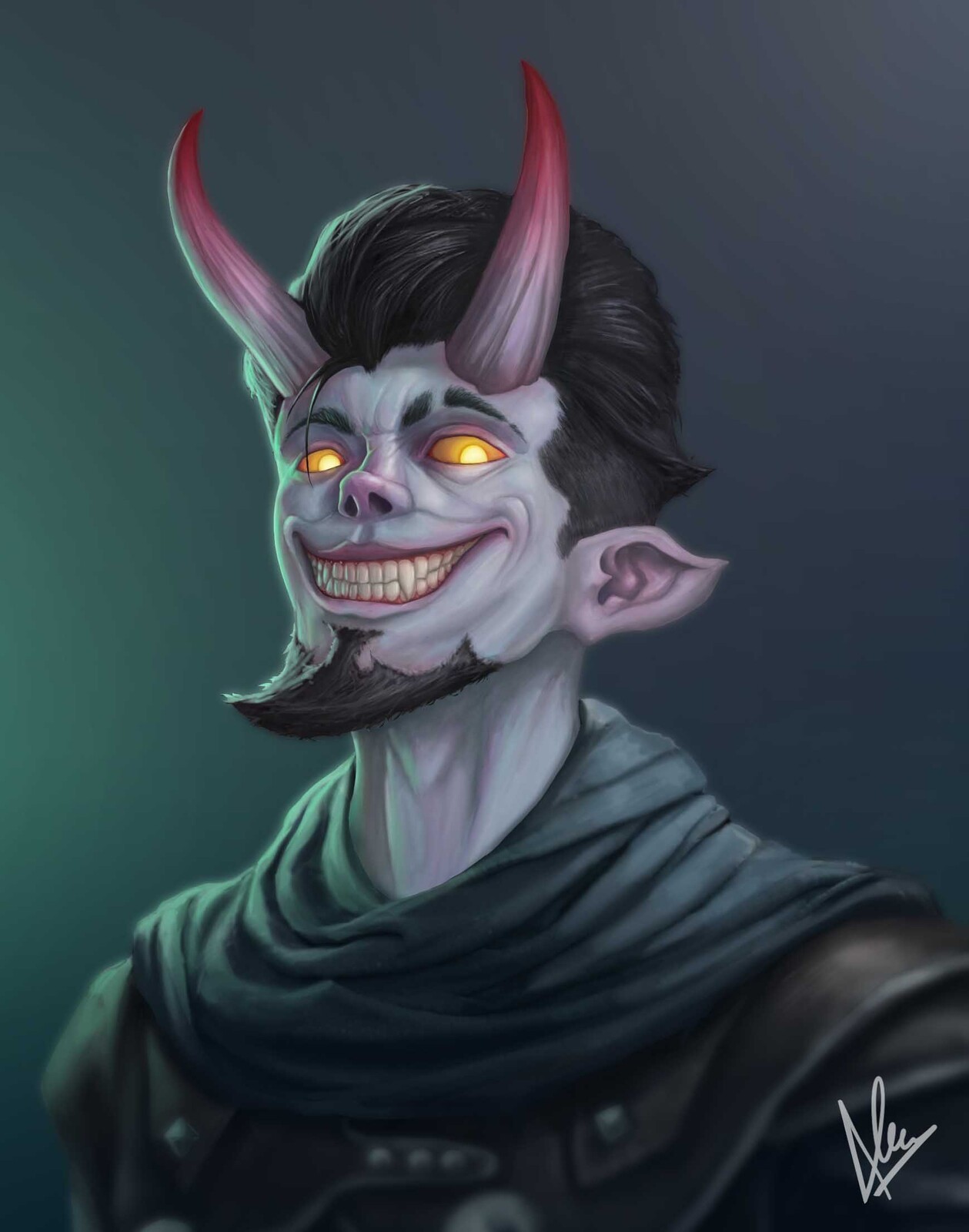 A tiefling rogue assassin