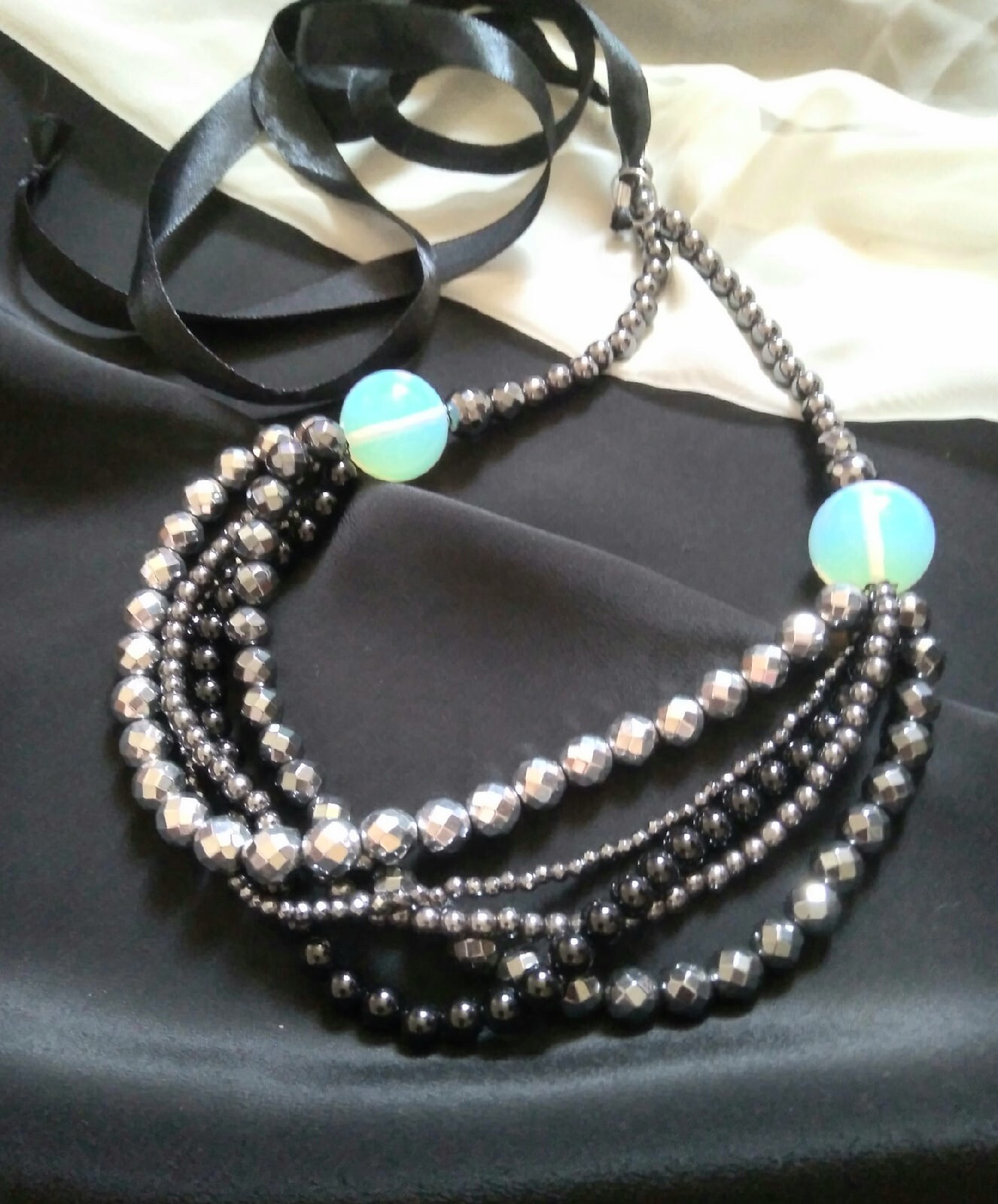 ArtStation - Handmade necklace made of natural stones - hematite and ...