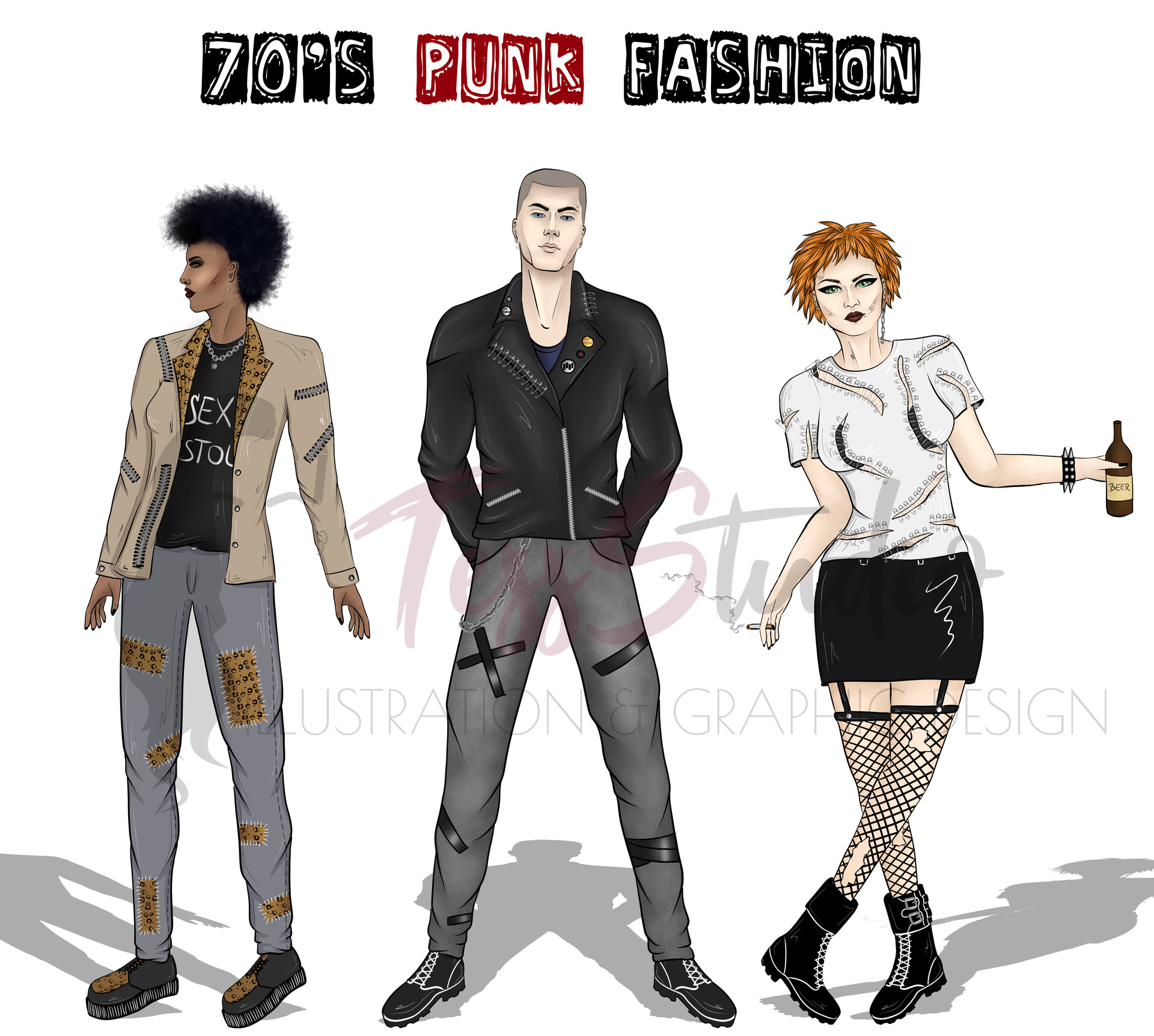 ArtStation 70s punk fashion