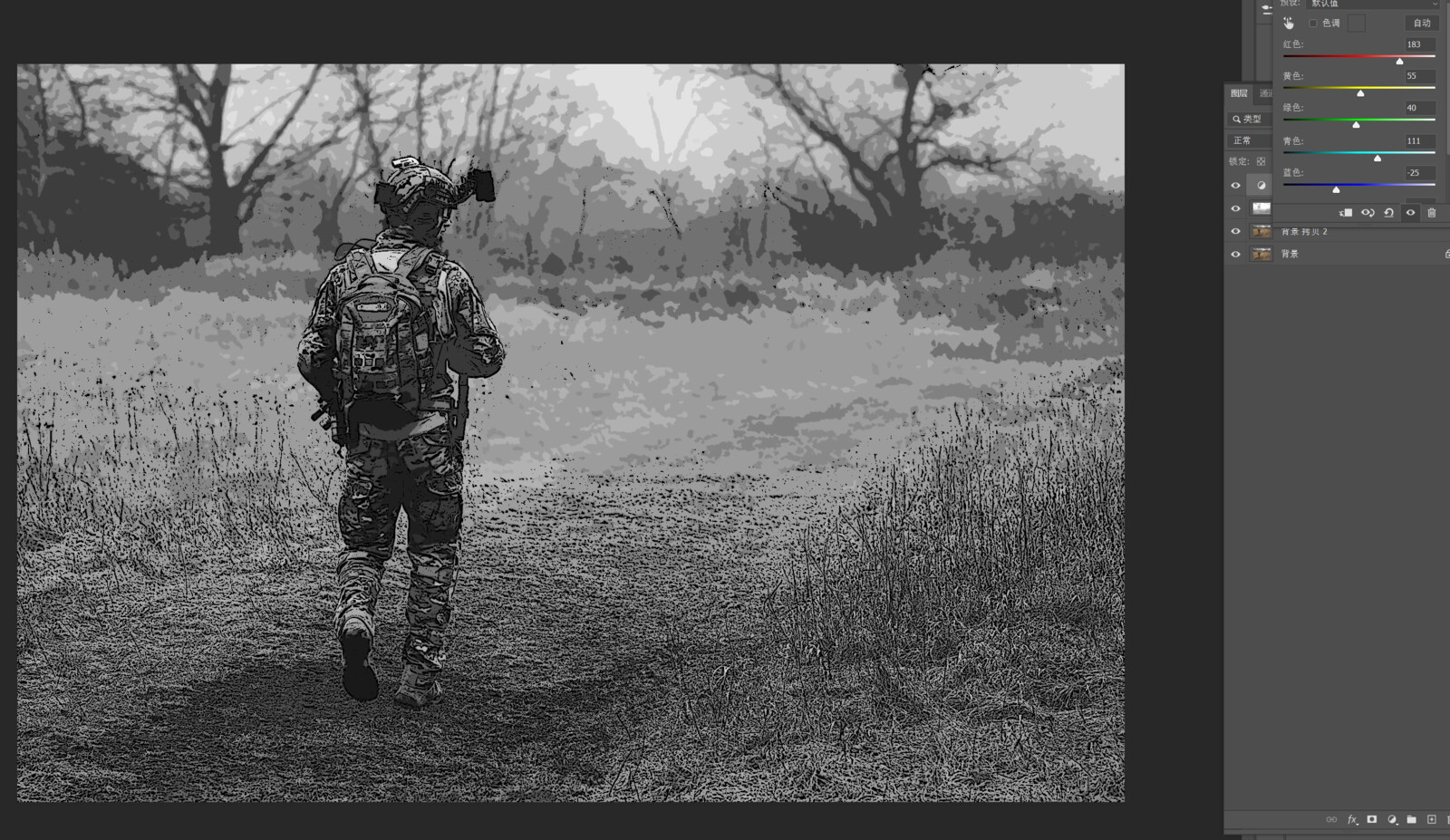 step5 You can adjust some black and white relations, use some filters, curves