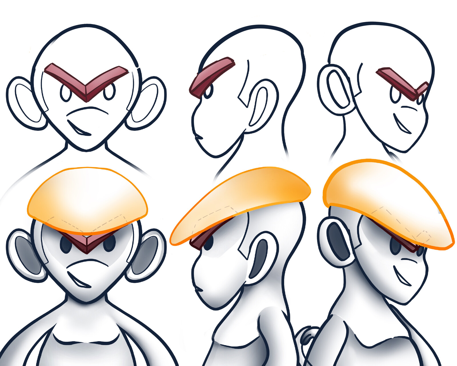 Cap shape and eyebrow detail separation part