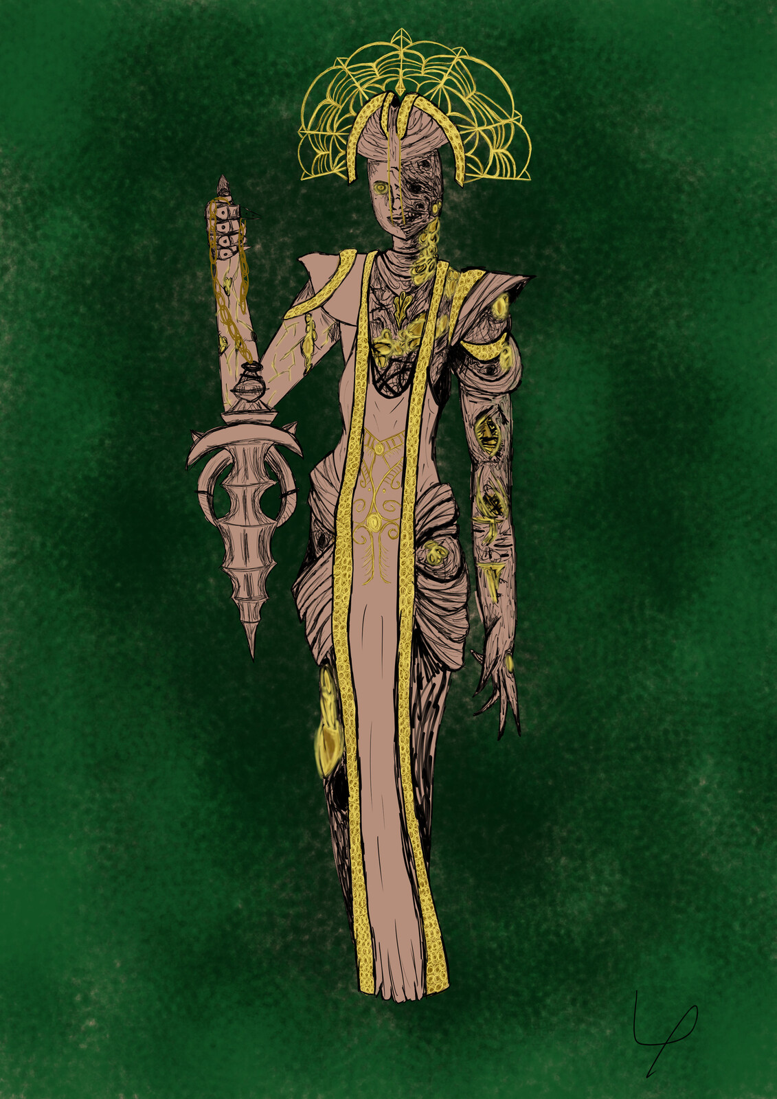 The Plague with gold detail