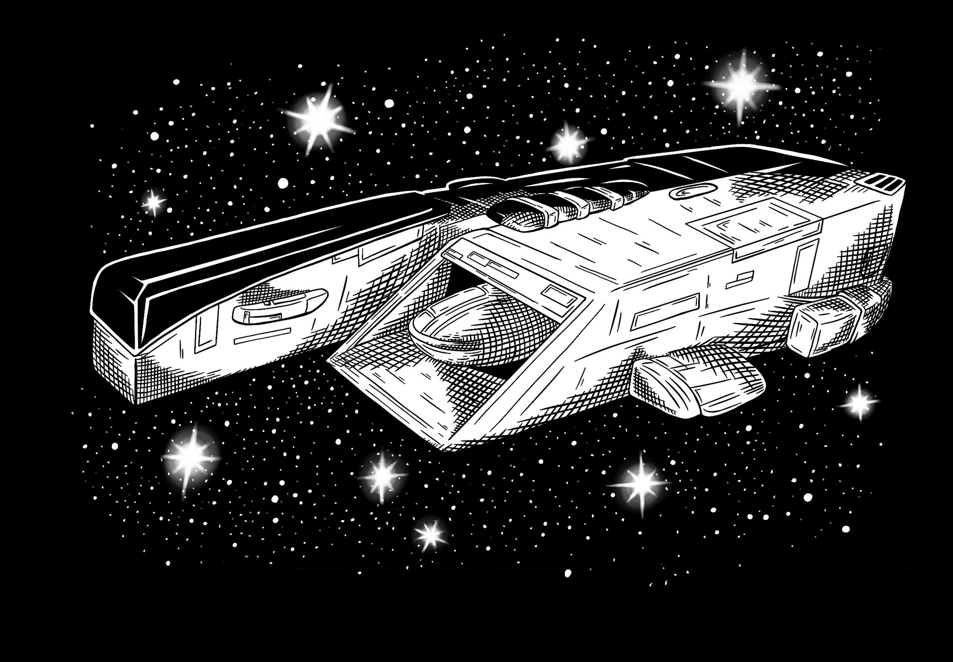 ArtStation - Space ship comic ink art