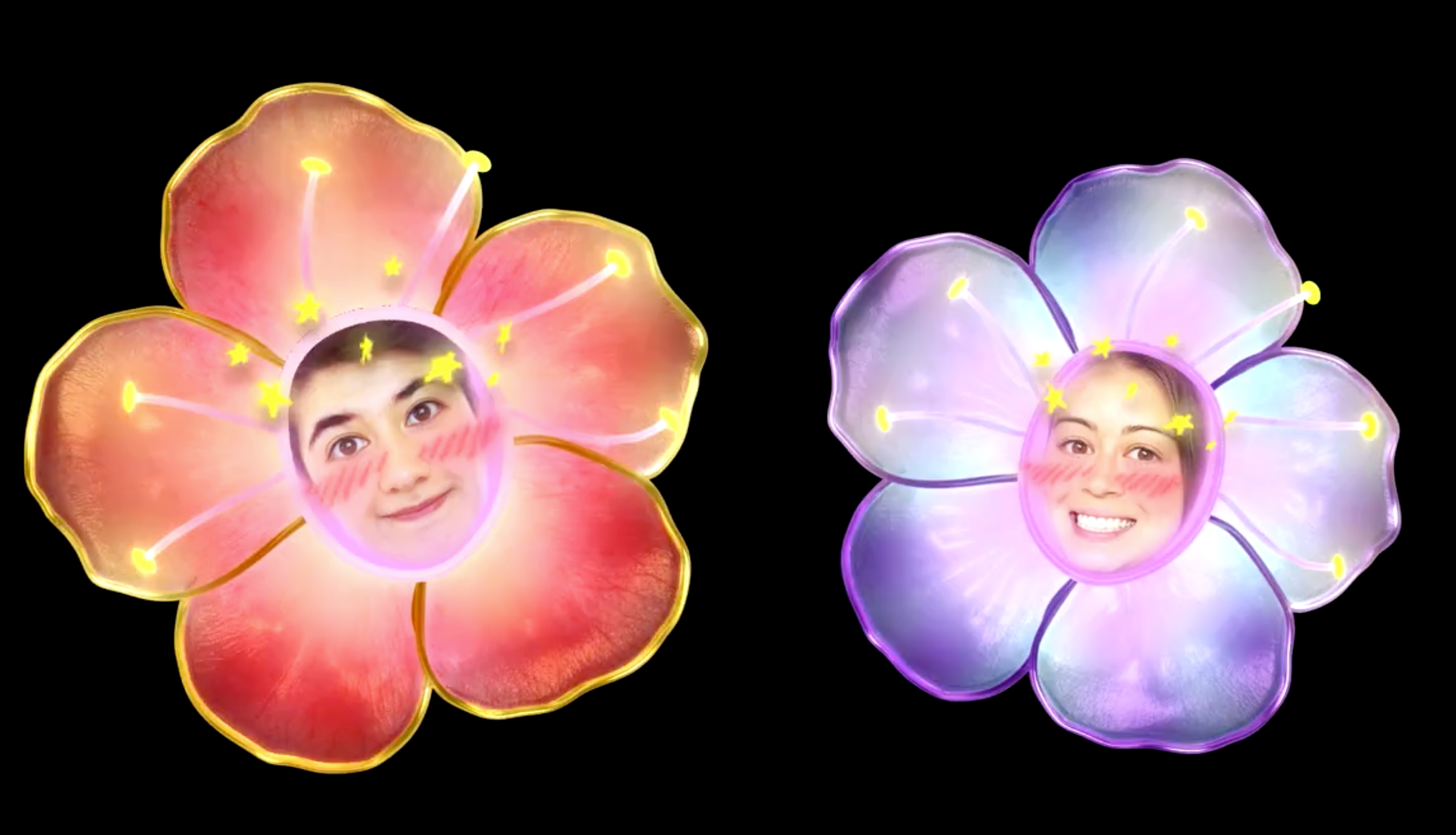 Final Designs for the Flower "hats" that the visitors would get to see themselves in , on the Osaka Castle Wall