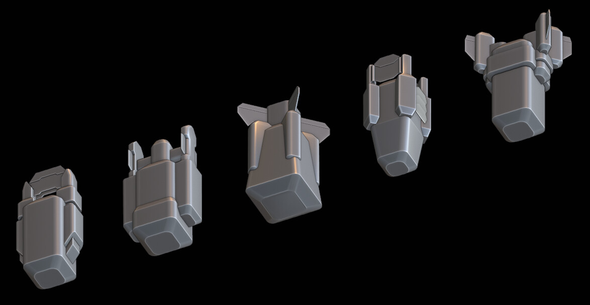 Drop pod model variations (chosen: second from the right)