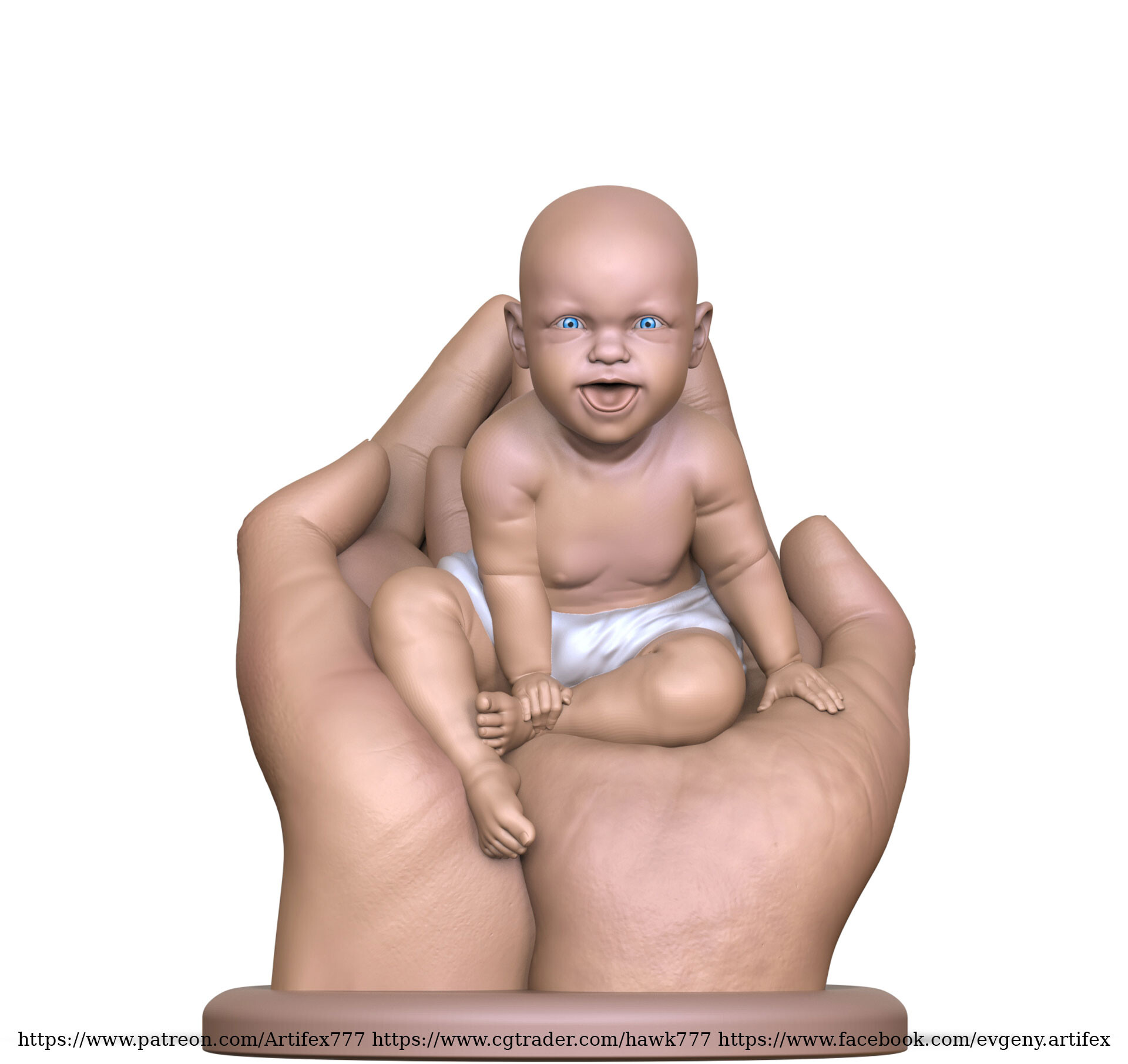 ArtStation - funny baby two hands 3D print model