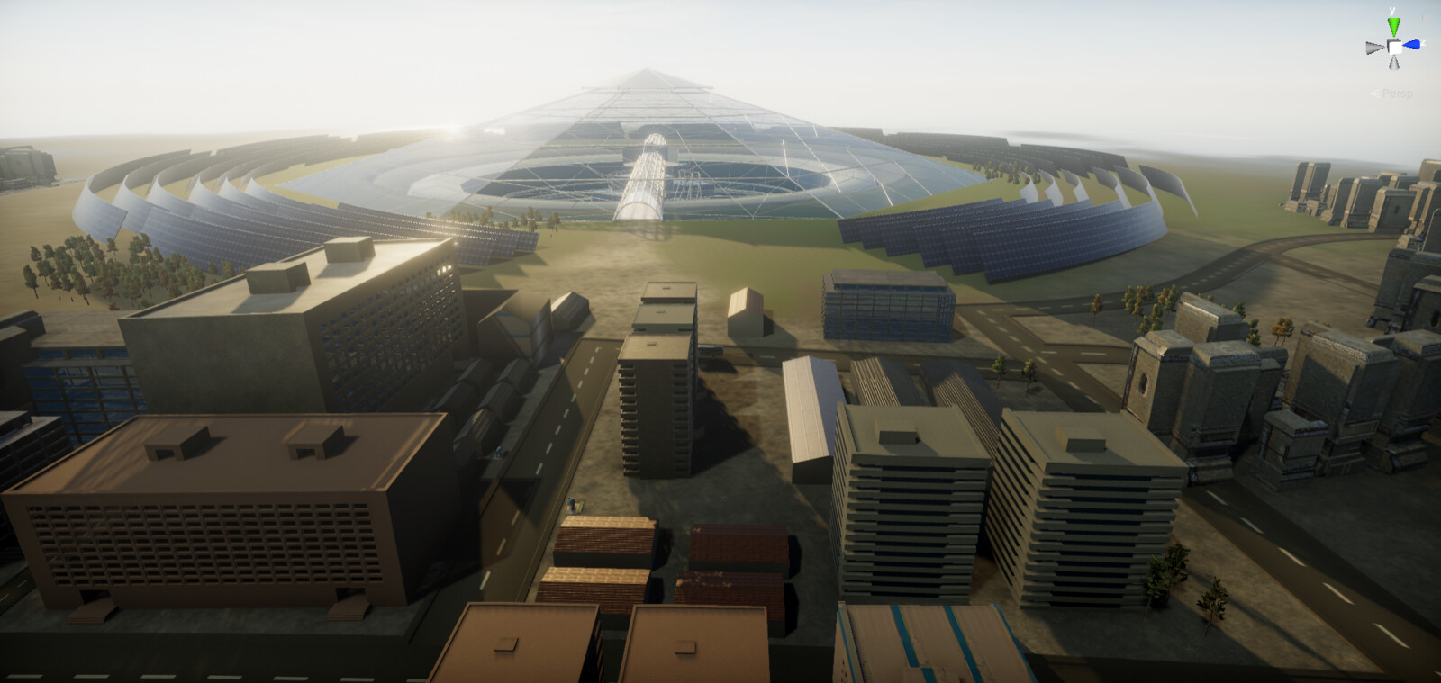 The city area outside the dome - Unity screenshot