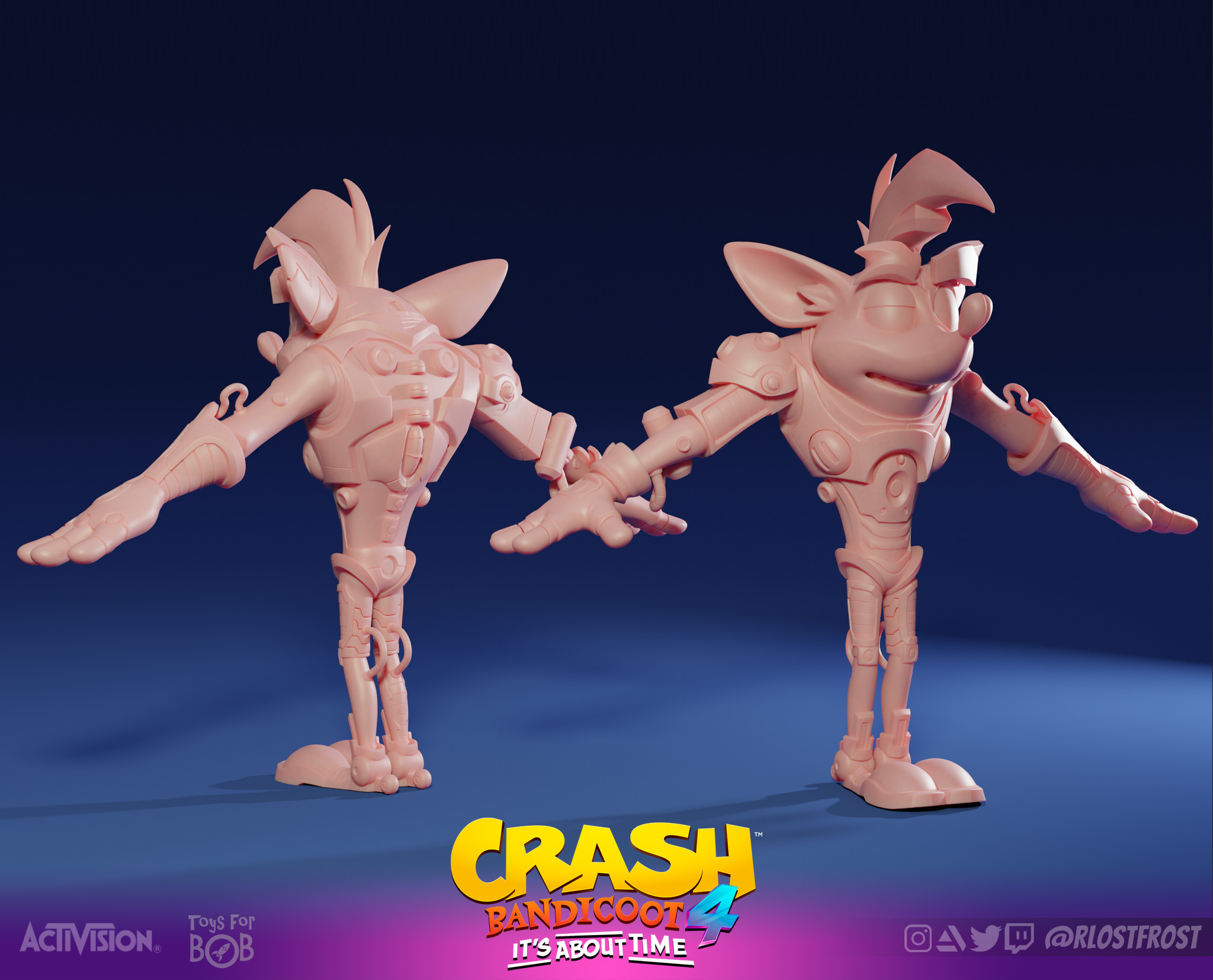 Highpoly Sculpt for Coco's Cyborg skin. Credit to our Character department at Toys For Bob and Airborn Studios for their work on the base Crash model.