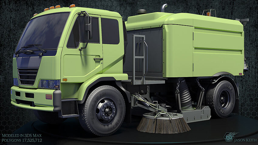My winning entry for the High Poly Vehicle Modeling Contest. Unfortunately, Eat3D.com no longer exists. That was a fantastic tutorial site. Street Sweeper - 3/4 Front.
