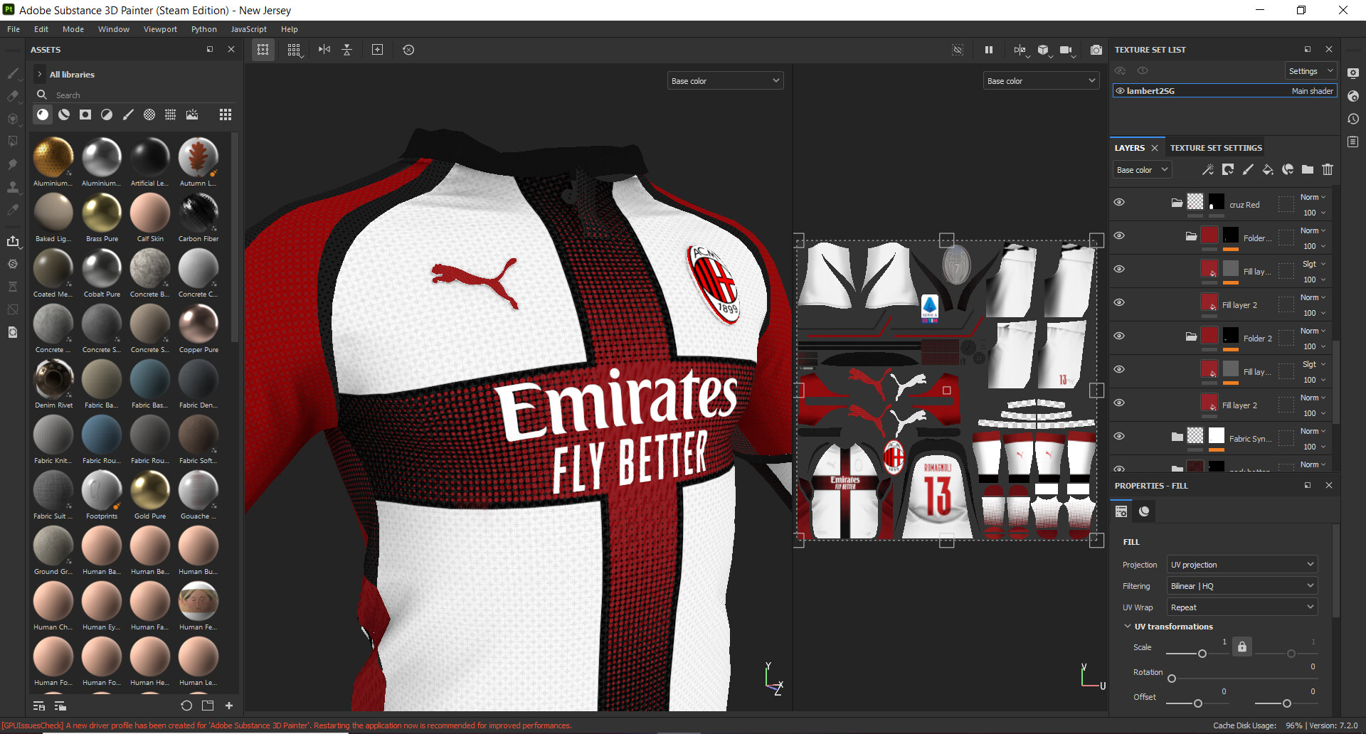 3D model Football Jersey full outfit AC Milan Team VR / AR / low-poly