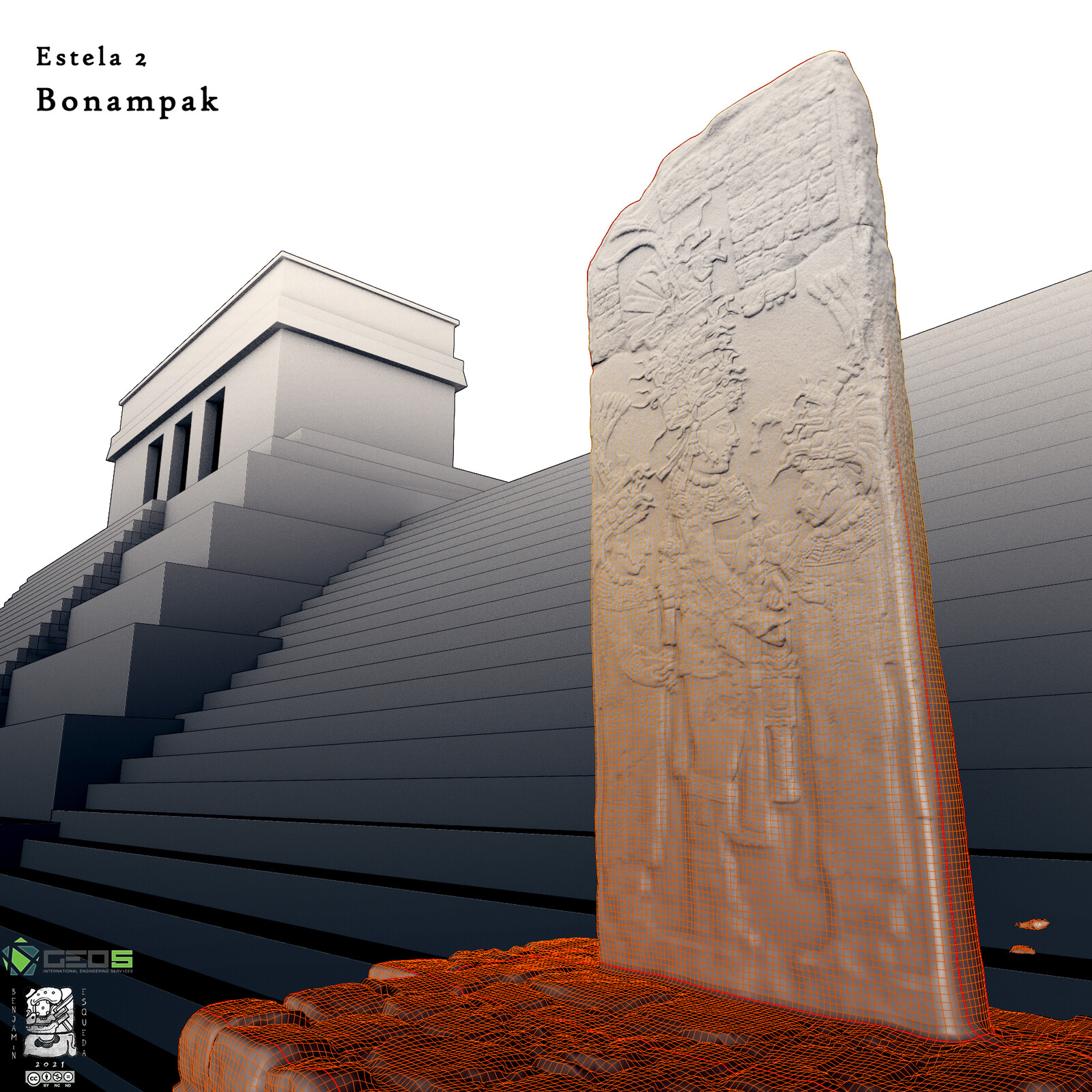 Image showing the optimized mesh. 
From a 10 million highpoly model to a 100 K lowpoly model.