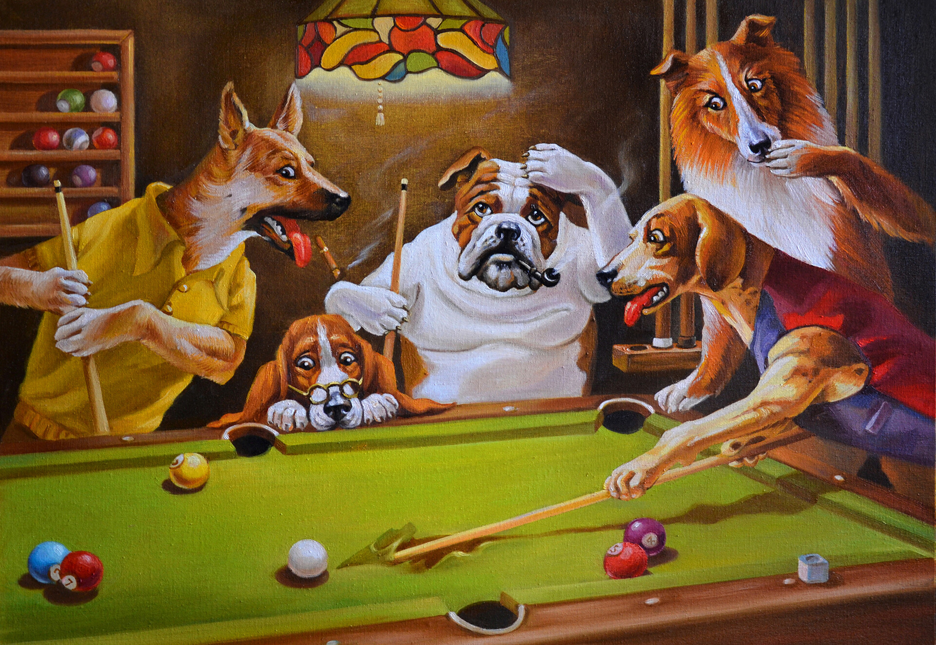 Dogs billiards 2024 painting